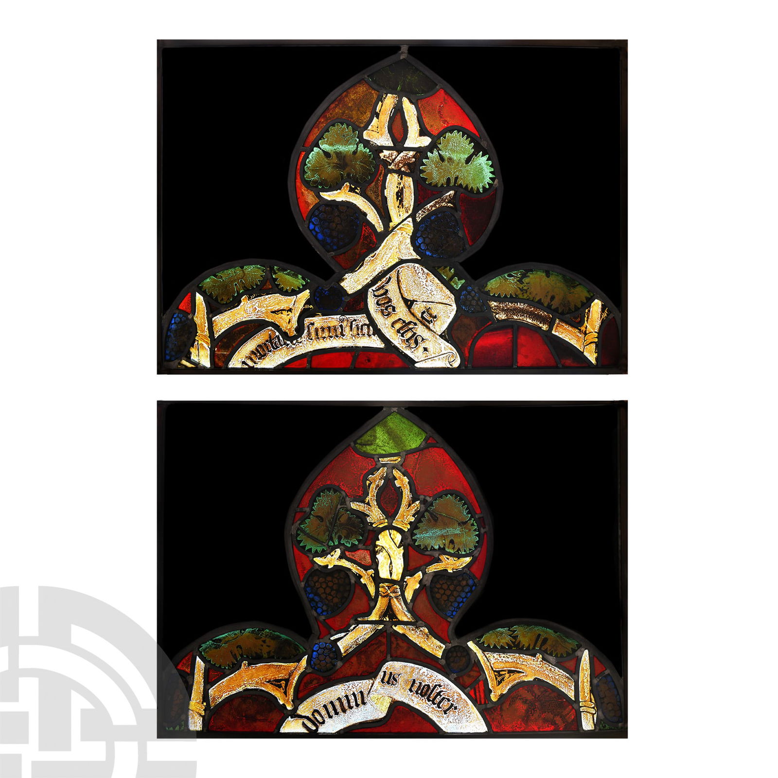 Renaissance Stained Glass Lancet-Arch Finial Pair (1 of 1)