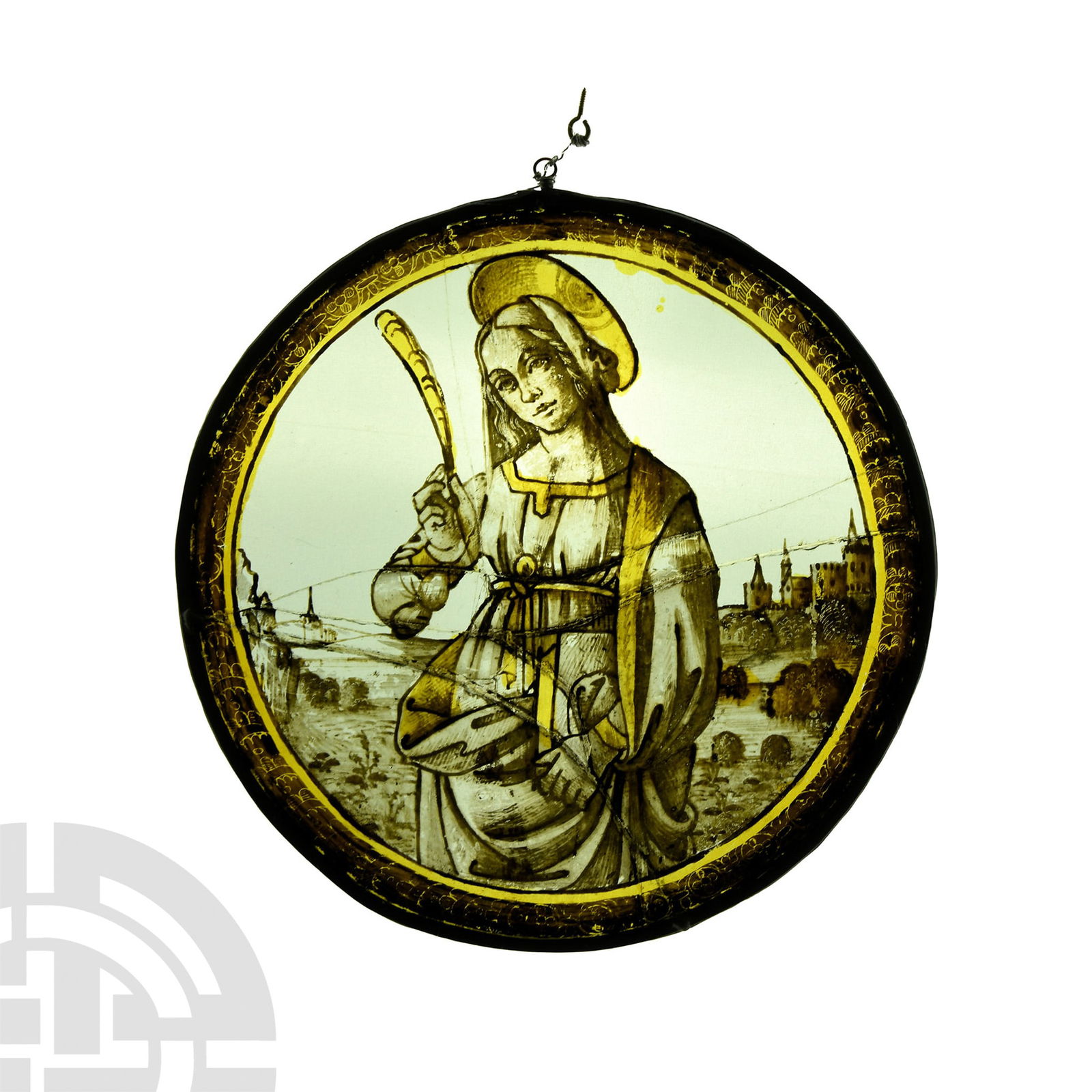 Renaissance Stained Glass Roundel with a Female Martyr Saint (1 of 1)
