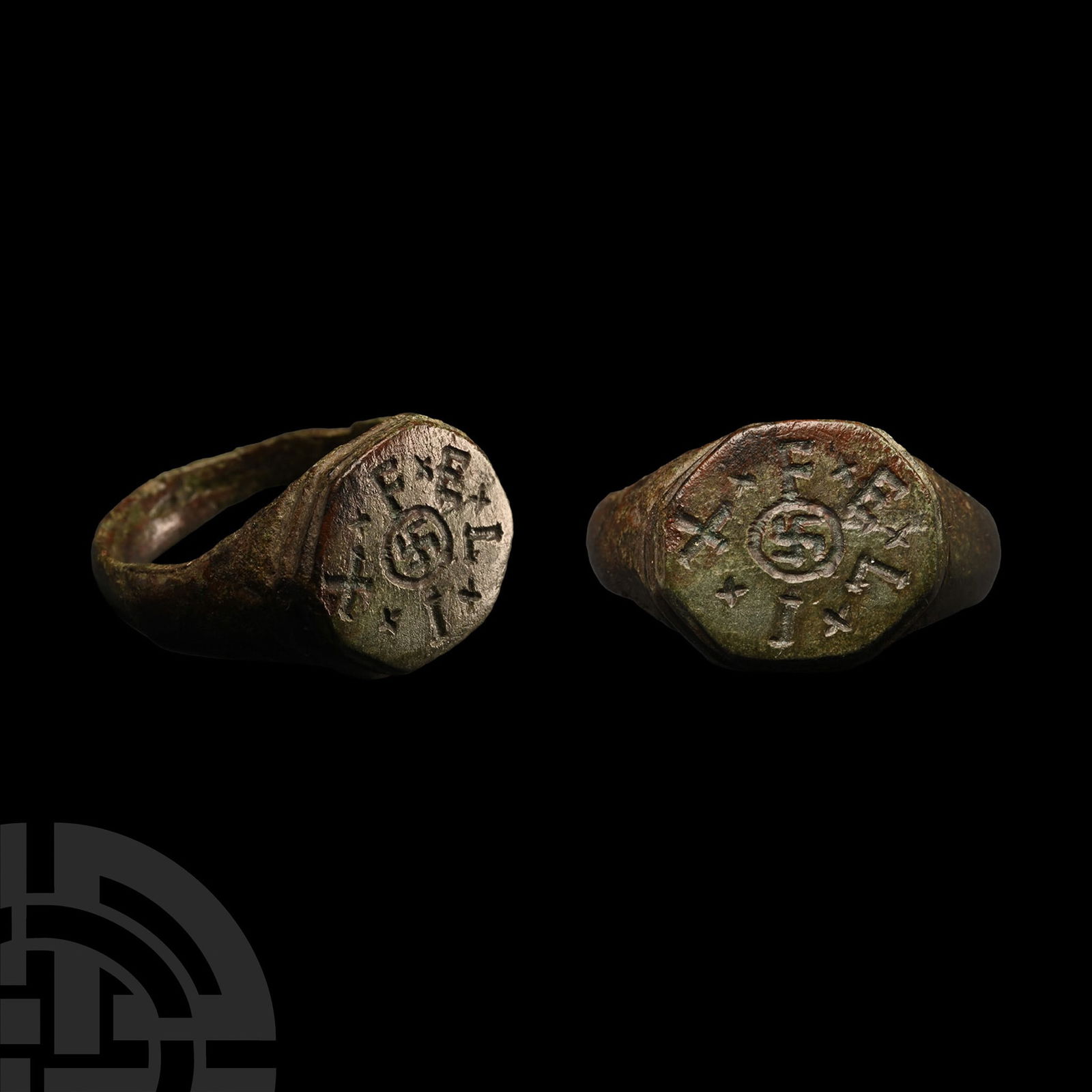 Roman Bronze Ring with FELIX and Gammadion (1 of 1)