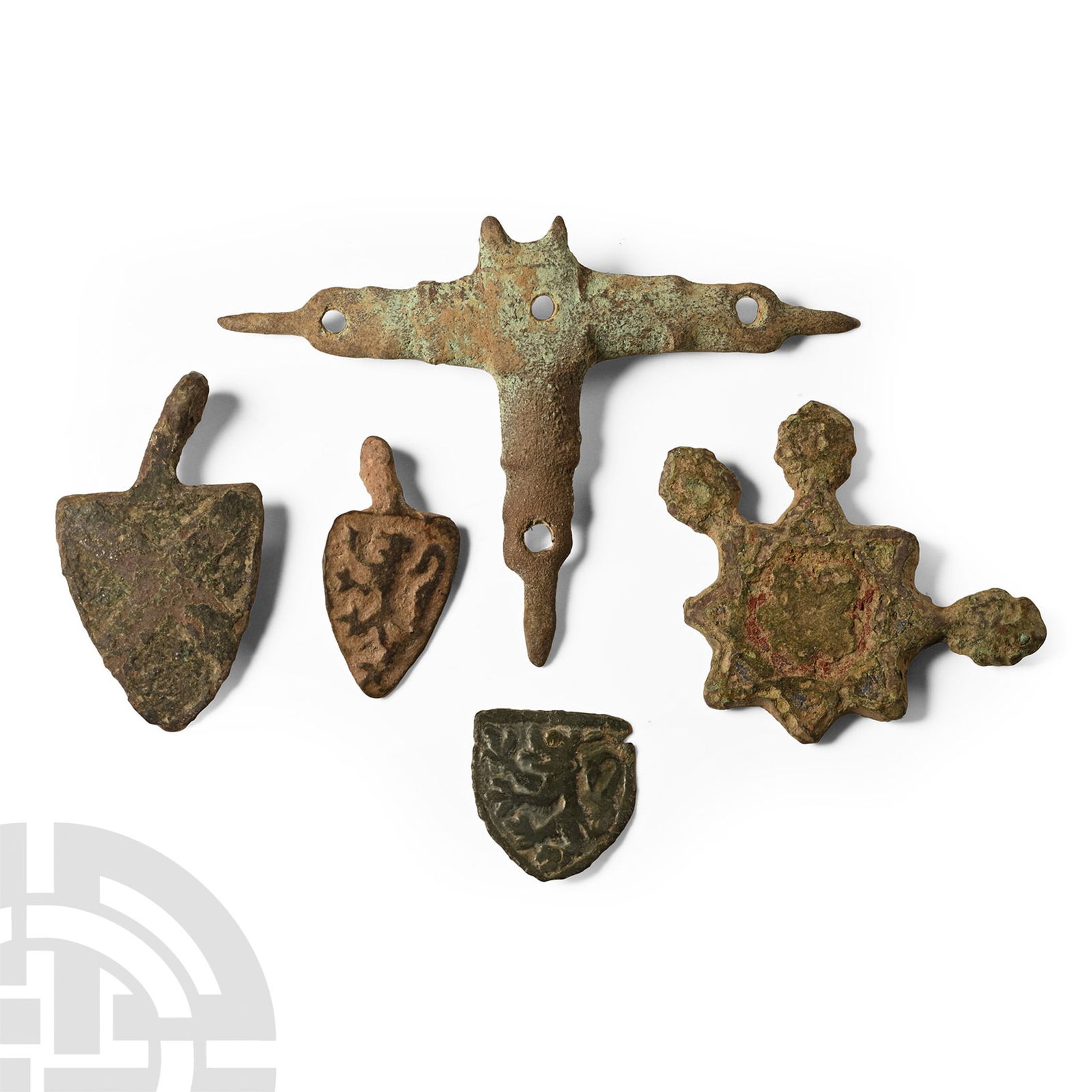 Medieval Bronze Knight's Heraldic Horse Harness Pendant Group (1 of 1)