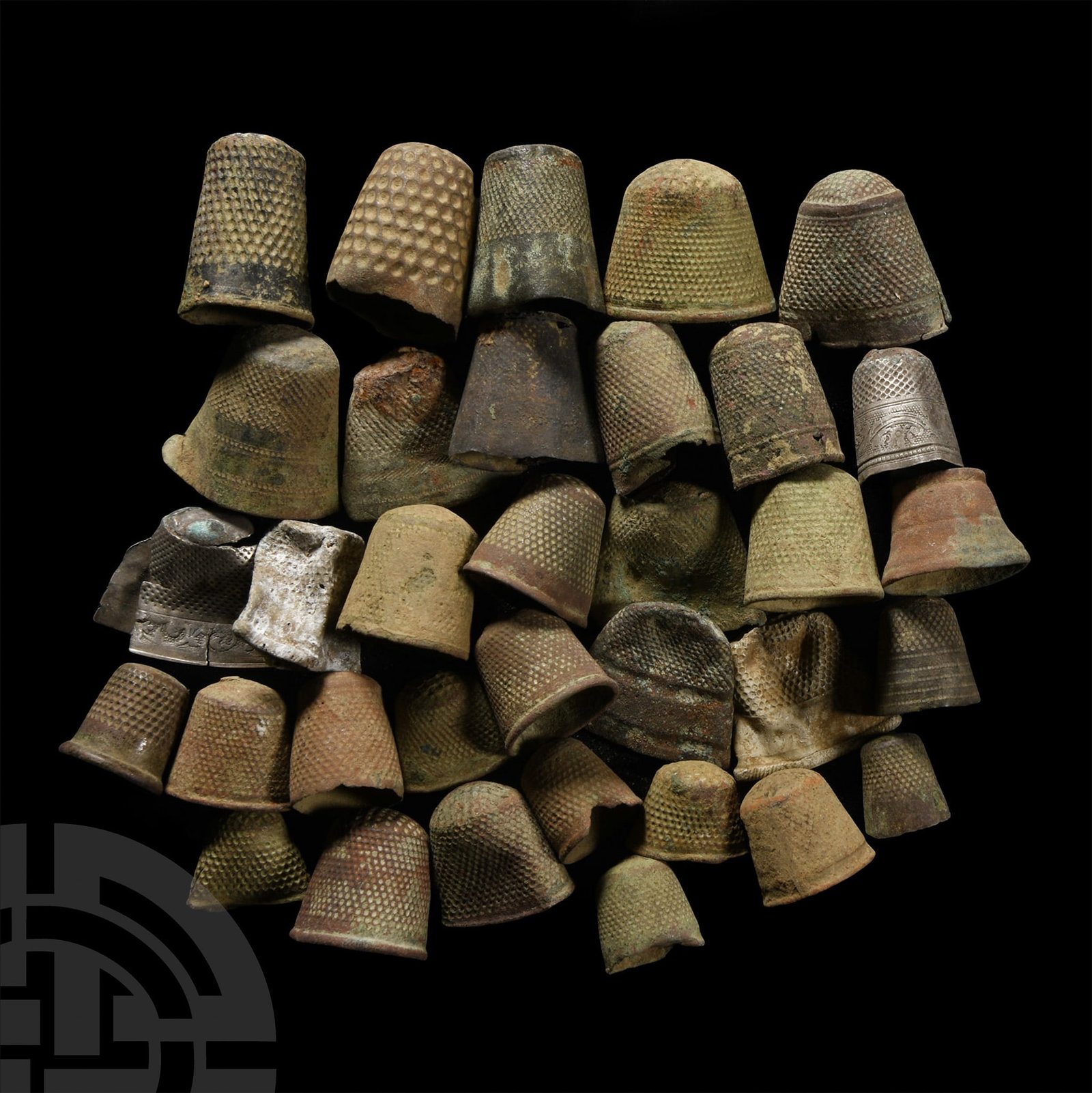 Post Medieval Bronze and Silver Thimble Group (1 of 1)