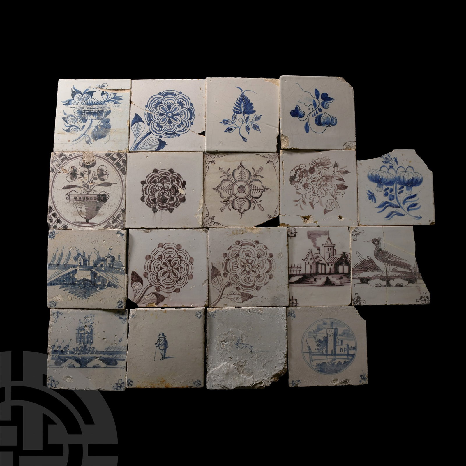 Post Medieval Dutch Glazed Ceramic Tile Group (1 of 1)