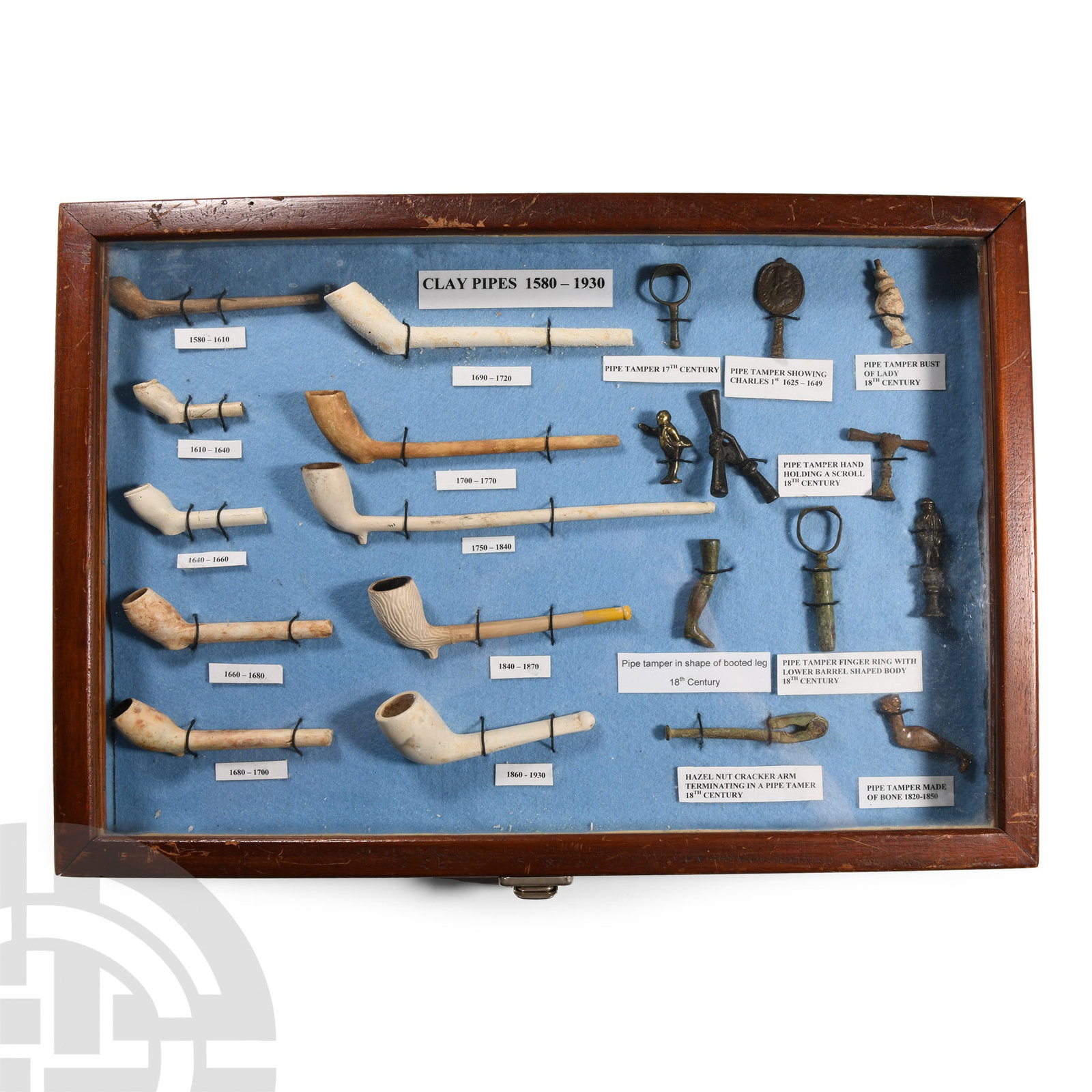 Cased Post Medieval 'Published' Clay Pipe and Bronze Tamper Collection (1 of 1)