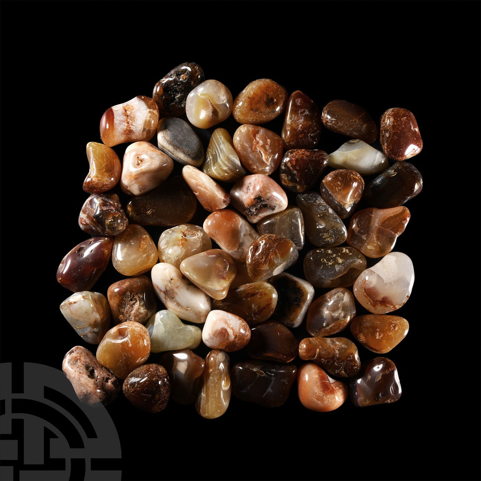 Natural History - Polished Banded Agate Pebble Group [50]. (1 of 1)