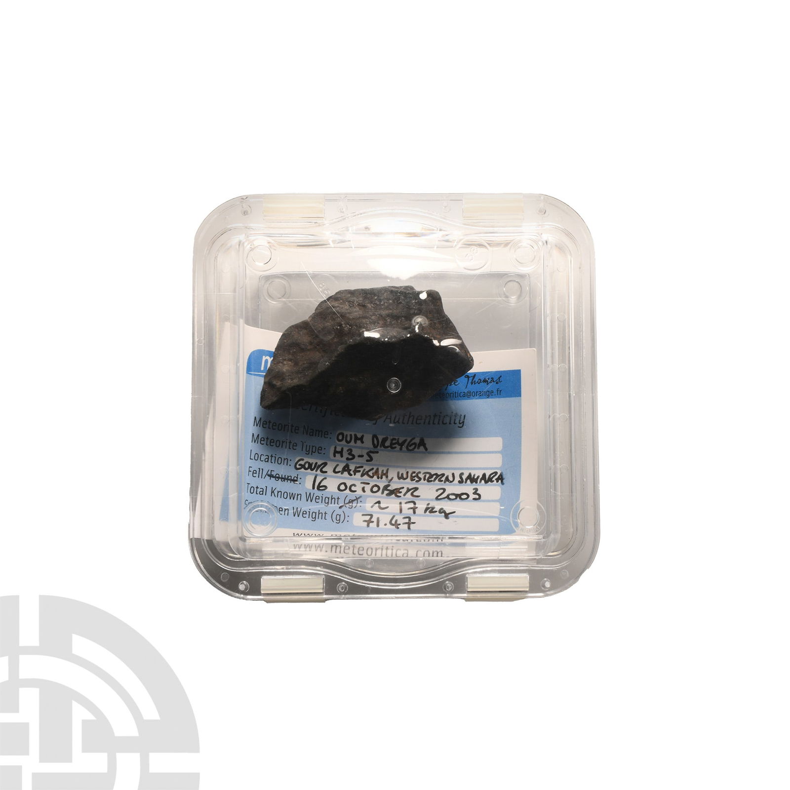 Natural History - Large Oum Dreyga Meteorite with Full Fusion Crust (1 of 1)