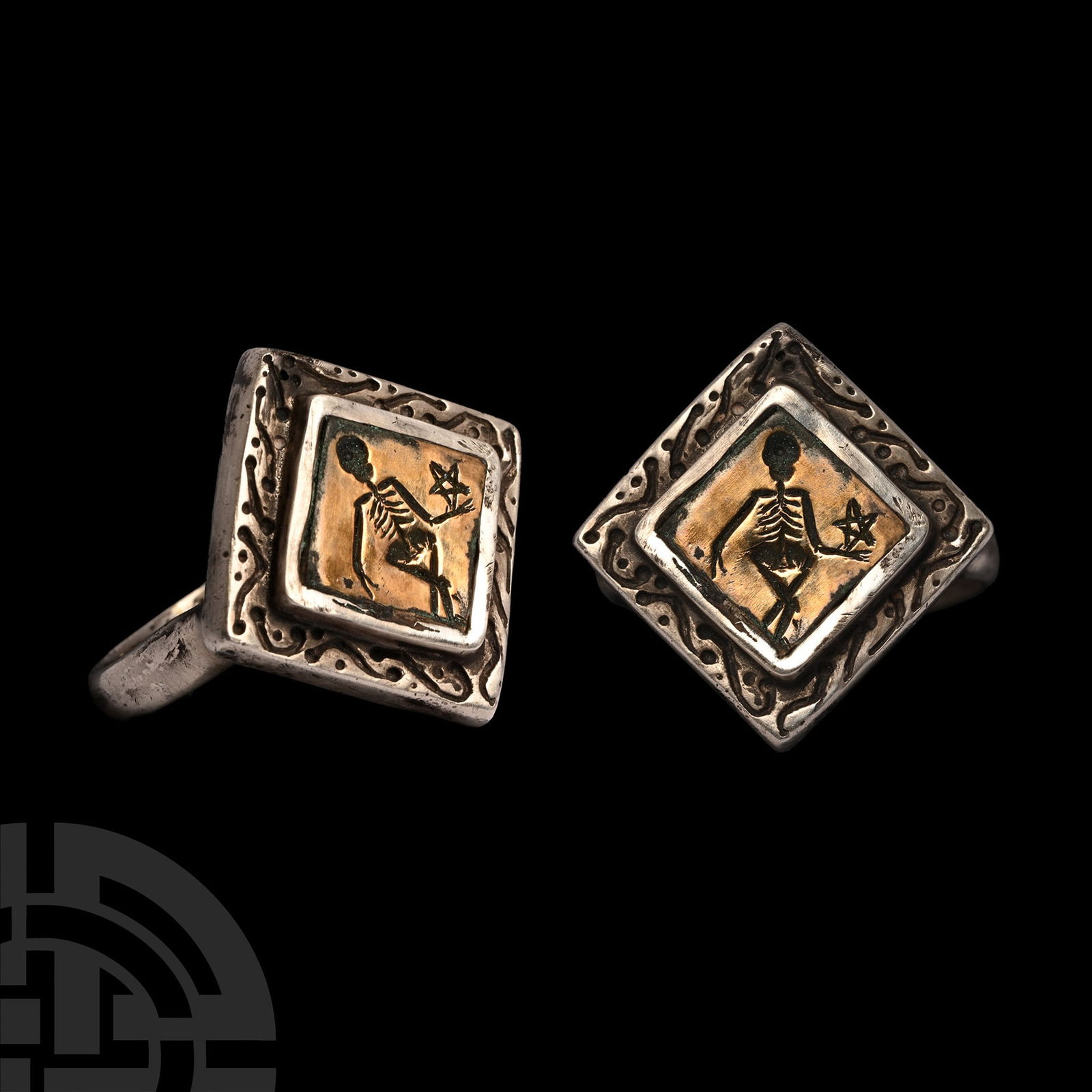 Georgian Silver 'Vive Memor Leti' Memento Mori Ring (1 of 1)