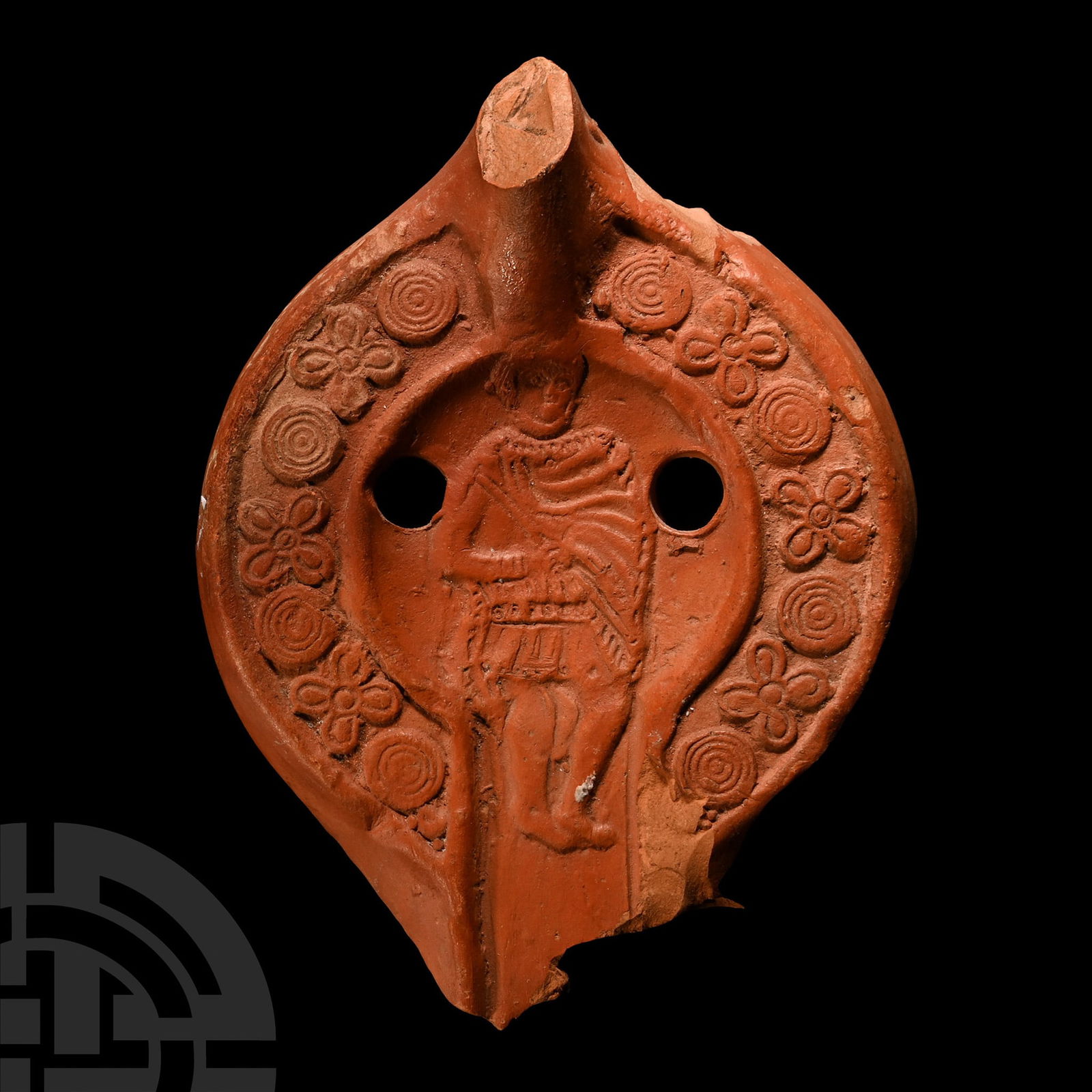 Late Roman Redware Lamp Face with Military Officer (1 of 1)