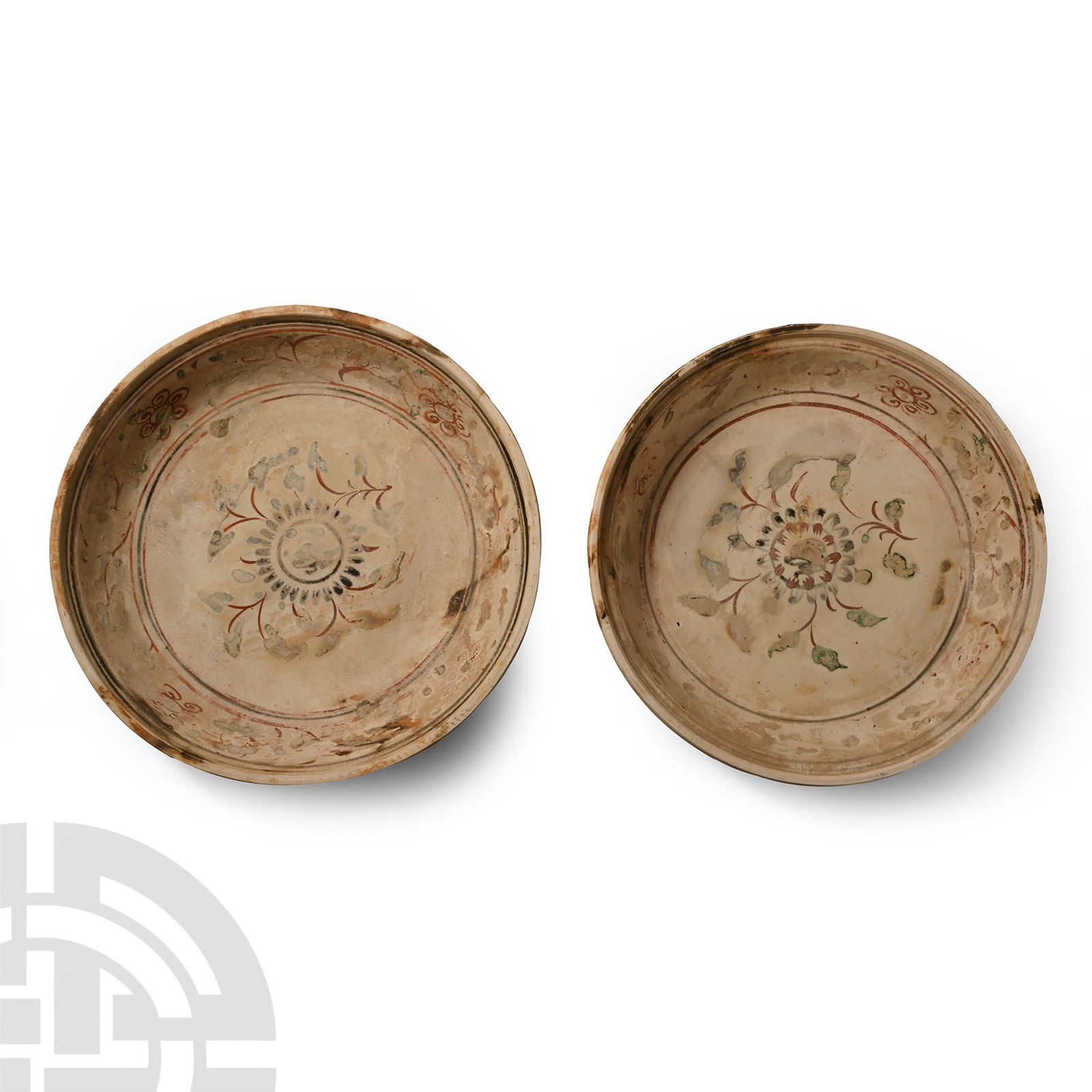 Large Hoi An Shipwreck Glazed Polychrome Dish Pair (1 of 1)