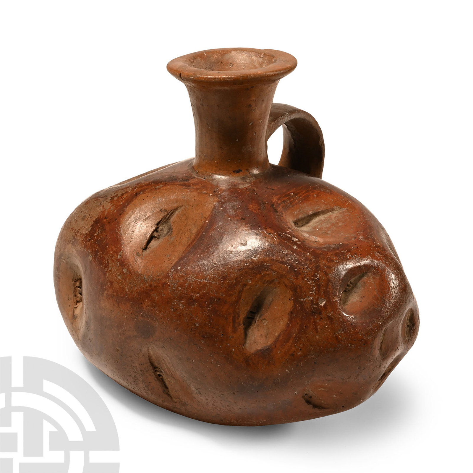 Pre Columbian Dimpled Terracotta Jar with Handle (1 of 1)