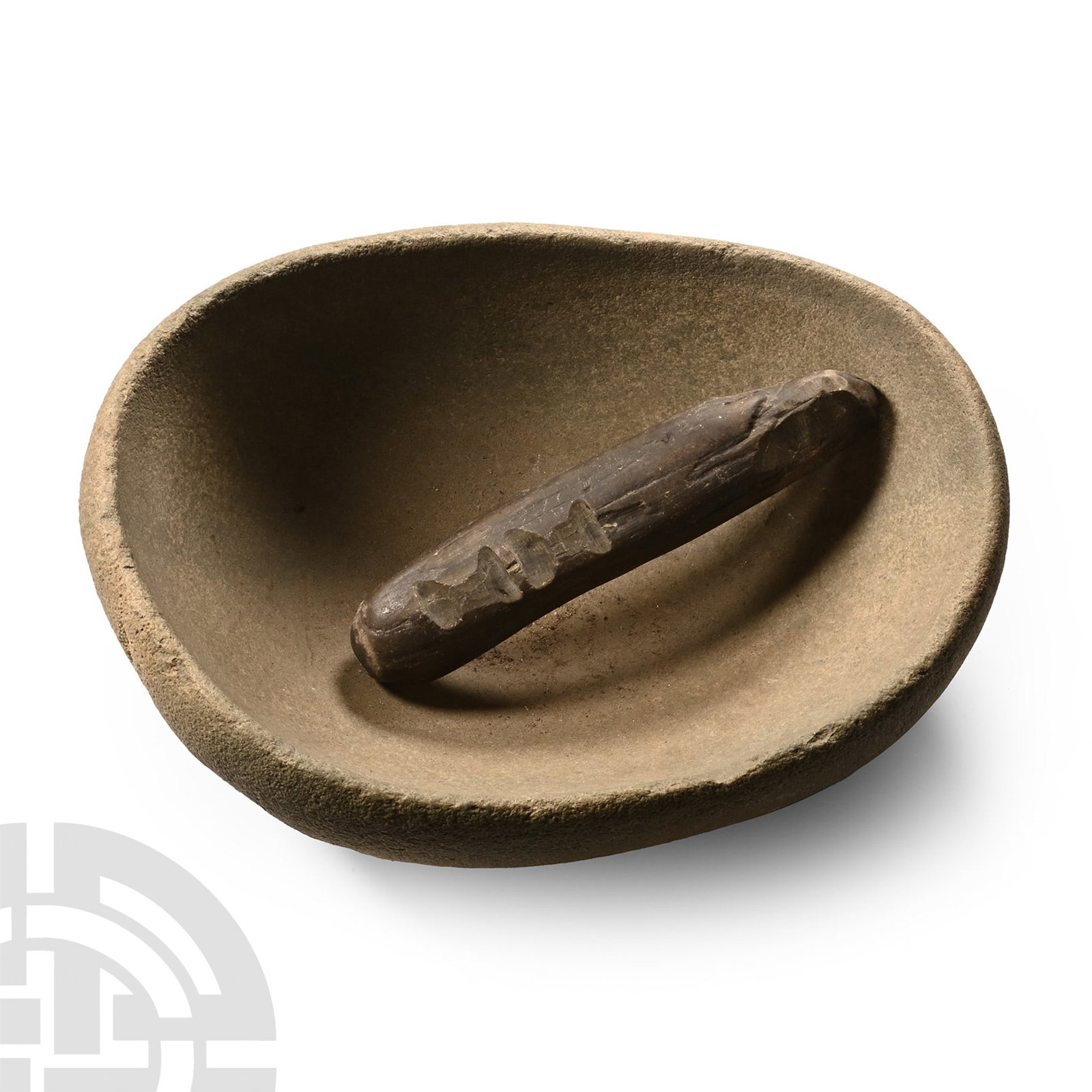 Large Native American Carved Stone Bowl and Pestle (1 of 1)