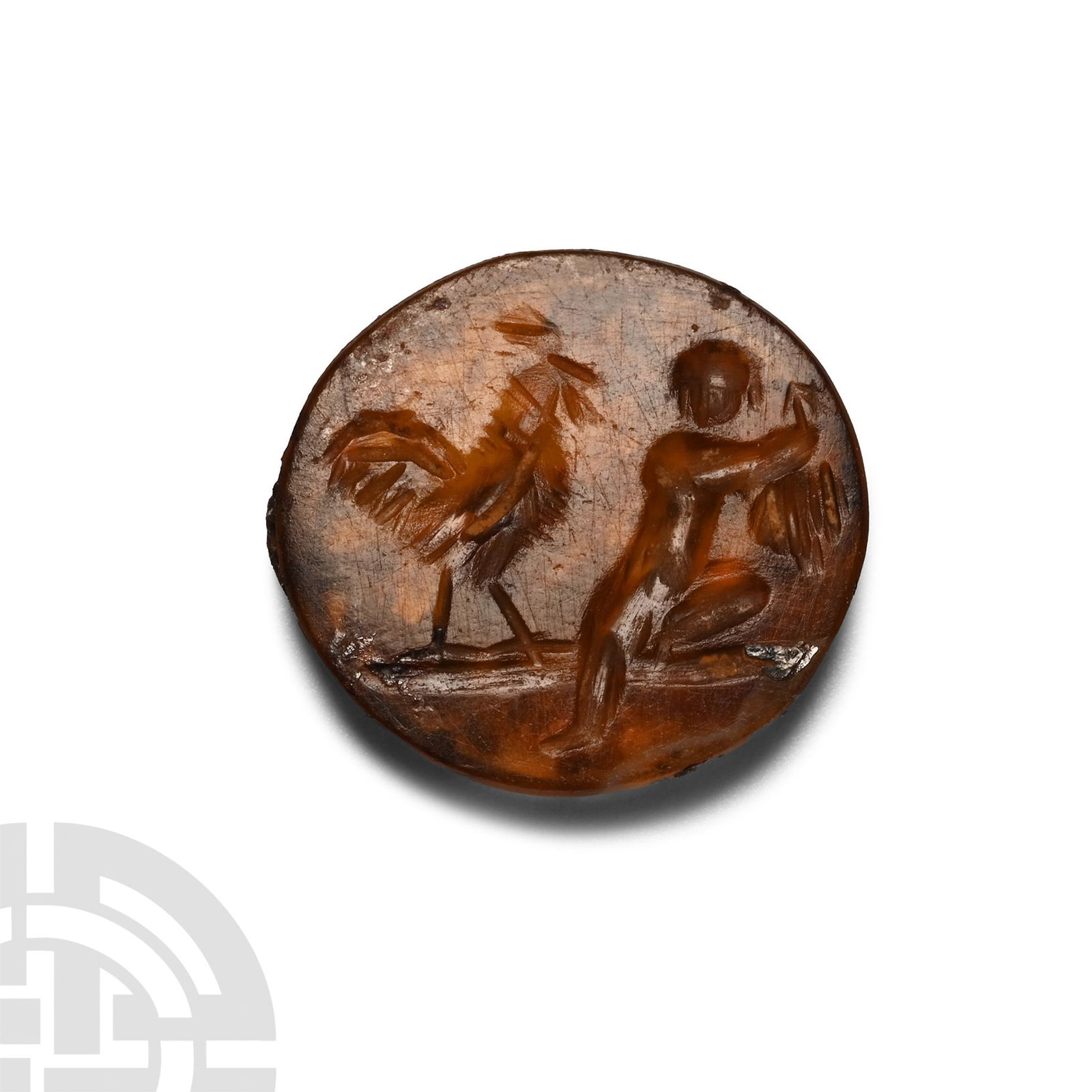 Roman Carnelian Gemstone with Cupid and Rooster (1 of 1)