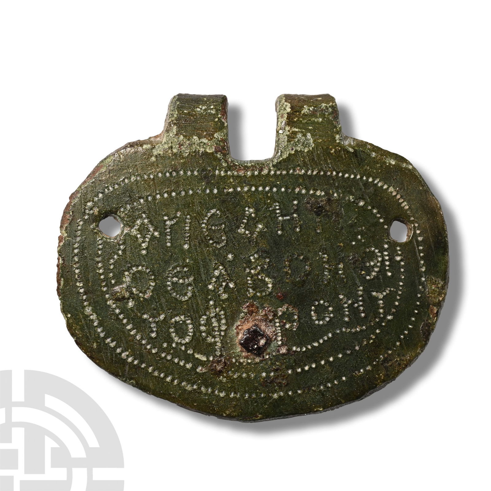 Byzantine Bronze Amuletic Vessel Lid for 'Saint Demothas' (1 of 1)