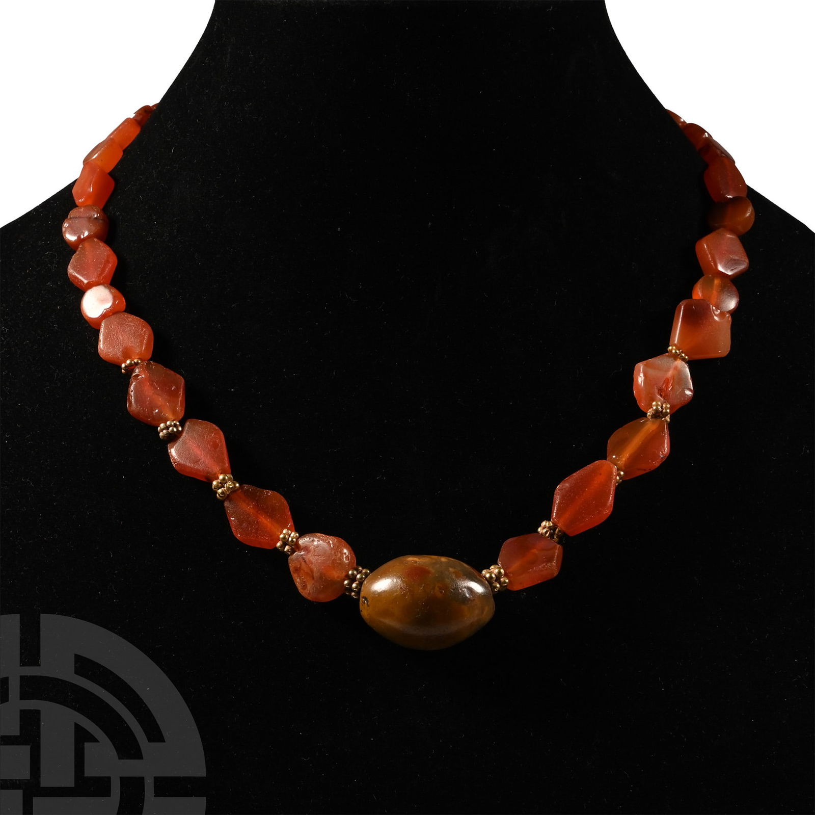 Gold and Carnelian Bead Necklace (1 of 1)