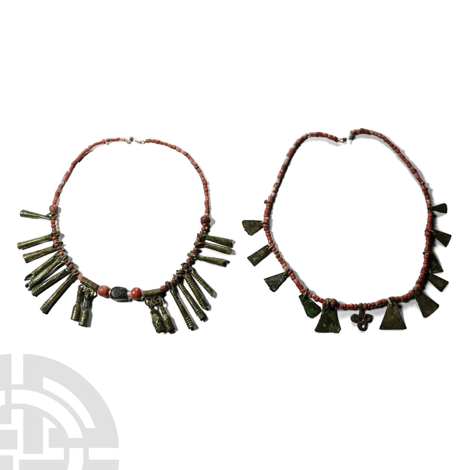 Viking Age Glass Bead Necklaces with Bronze Pendants (1 of 1)