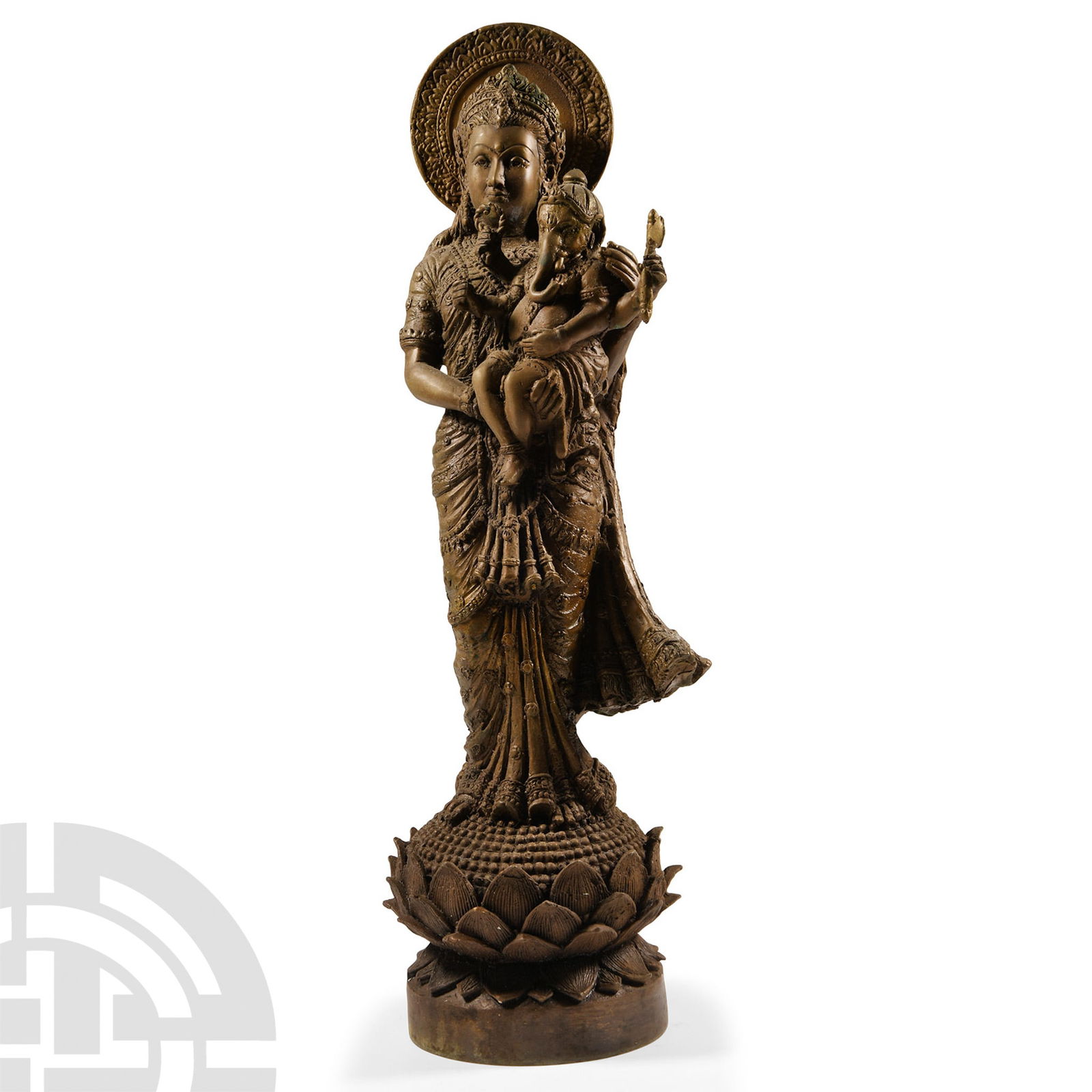 Bronze Parvati Statue with Baby Ganesha (1 of 1)