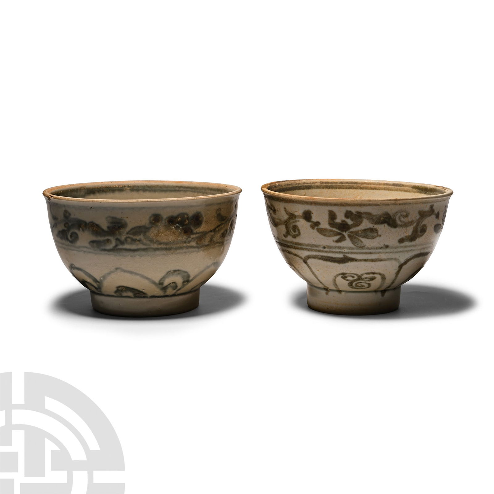 Hoi An Cargo Shipwreck Glazed Blue and White Bowl Pair (1 of 1)