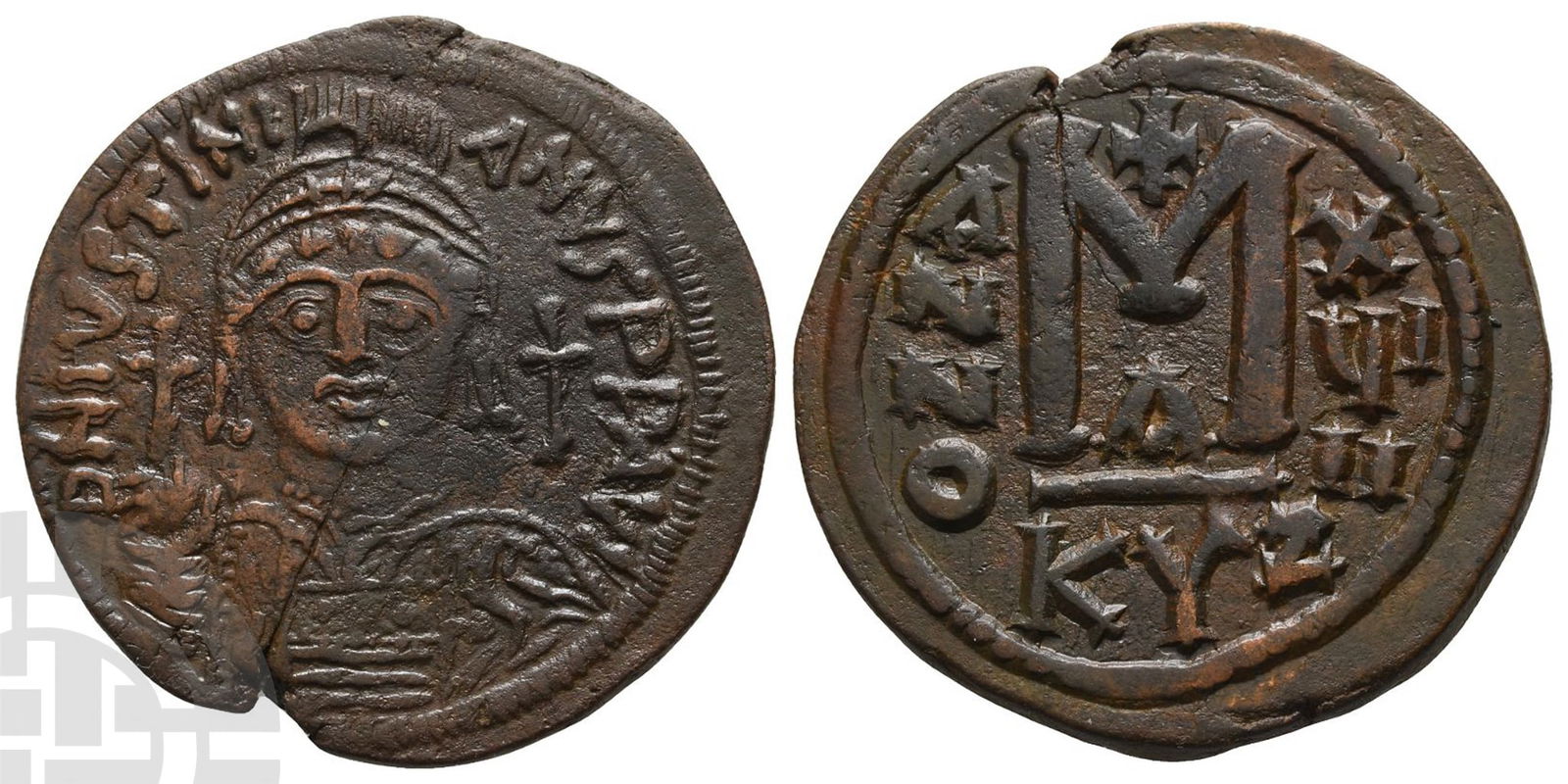 Justinian I AE 40 Nummi or Follis. (1 of 1)