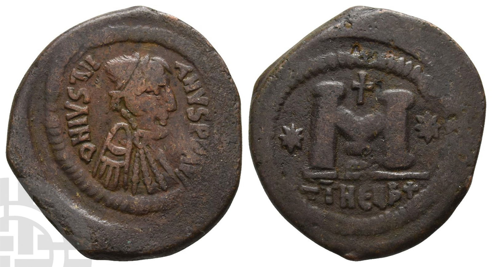 Justinian I AE 40 Nummi or Follis. (1 of 1)