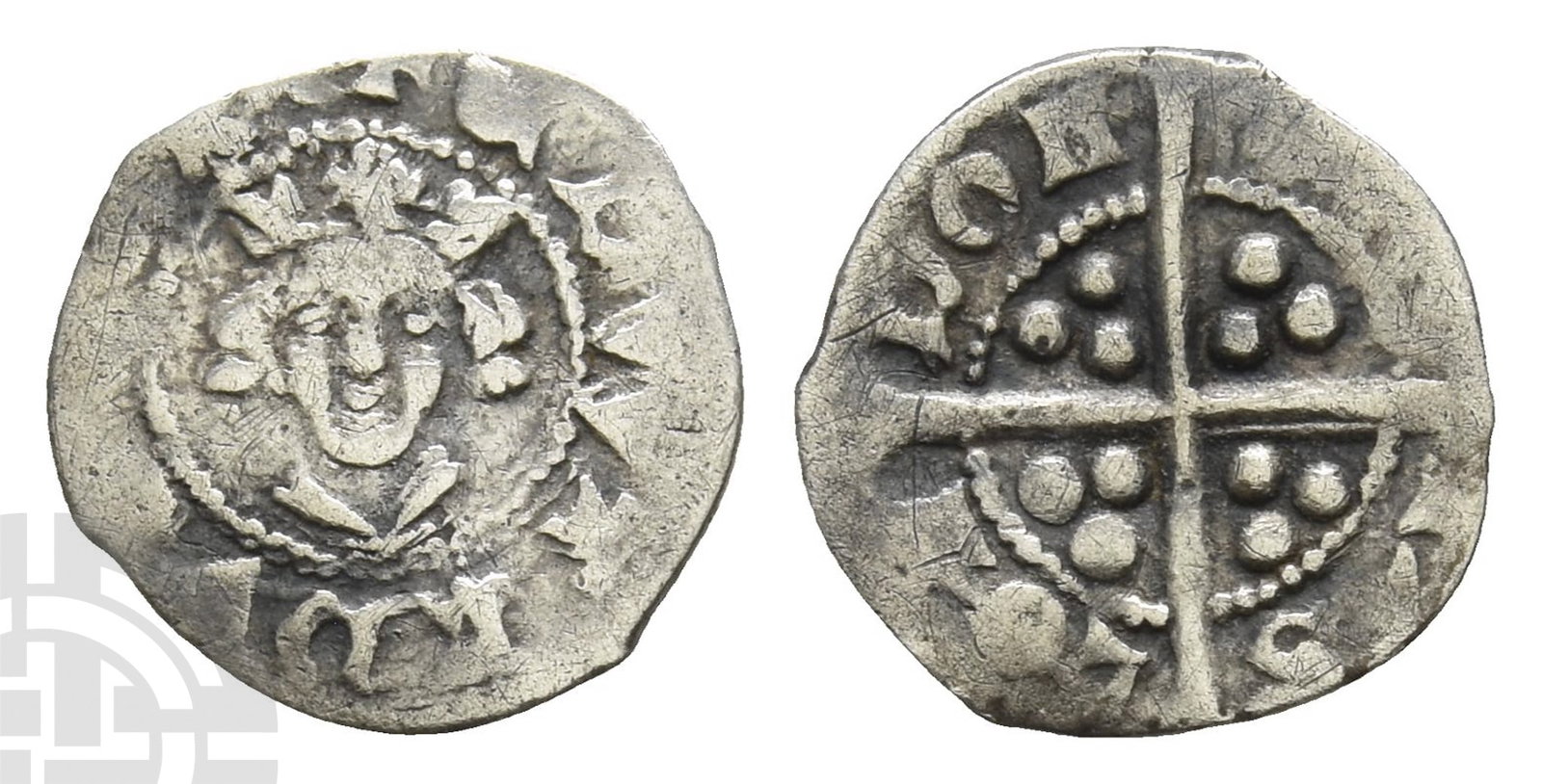 England. Plantagenet, Edward I AR Farthing.: 1272-1307. London mint. New coinage, class 10. Struck early 1301-circa 1314. ? ?DWARDVS R?X A, crowned facing bust / CIVI-TAS LON-DON, long cross patt?e; triple pellets in quarters. SCBI 39 (North), 1