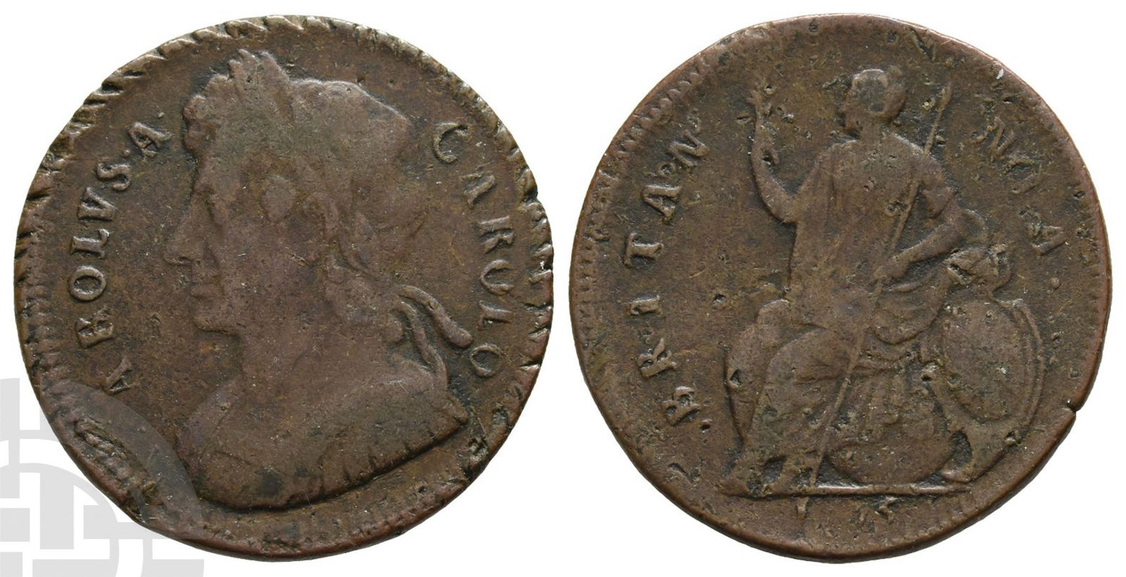 Great Britain. Stuart, Charles II CU Halfpenny. (1 of 1)