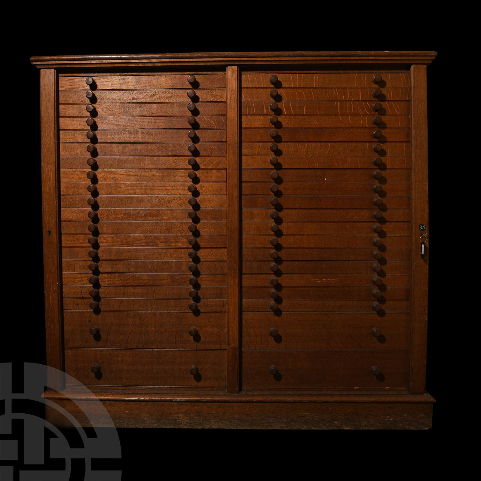 Very Large Antique Oak Double Collector's Cabinet (1 of 1)