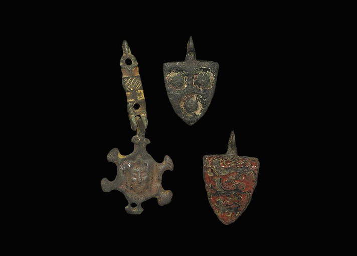 Medieval Bronze Heraldic Horse Harness Pendant Group Feb 09, 2013
