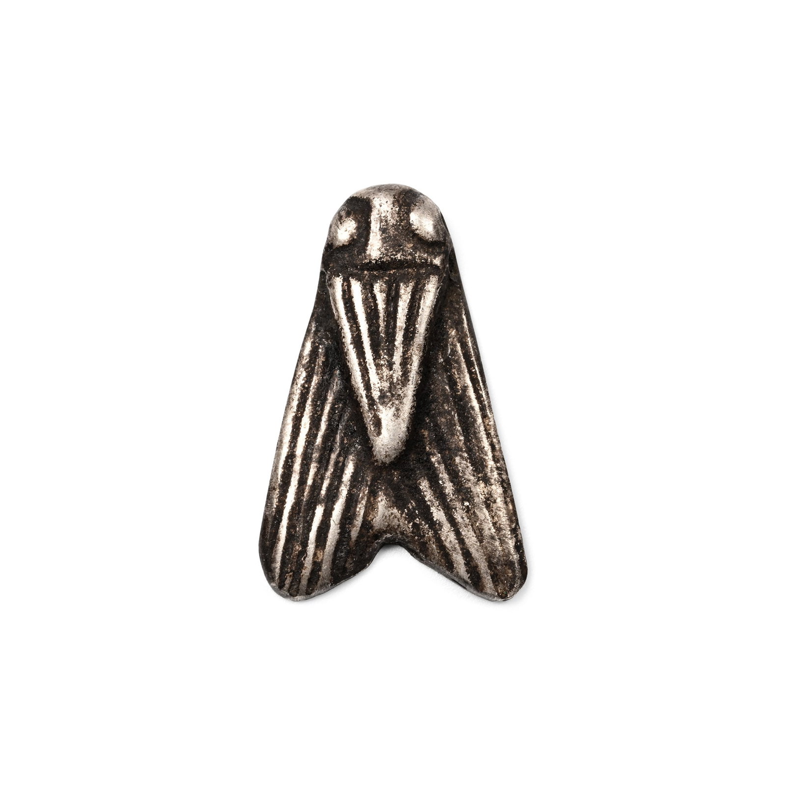 Egyptian Silver Fly Amulet: Late-Ptolemaic Period, 664-30 B.C. With linear detailing to wings, raised eyes, pierced for suspension. Cf. Andrews, C., Amulets of Ancient Egypt, London, 1994, pp.62-3. 1.3 grams, 19 mm (3/4 in.). [N