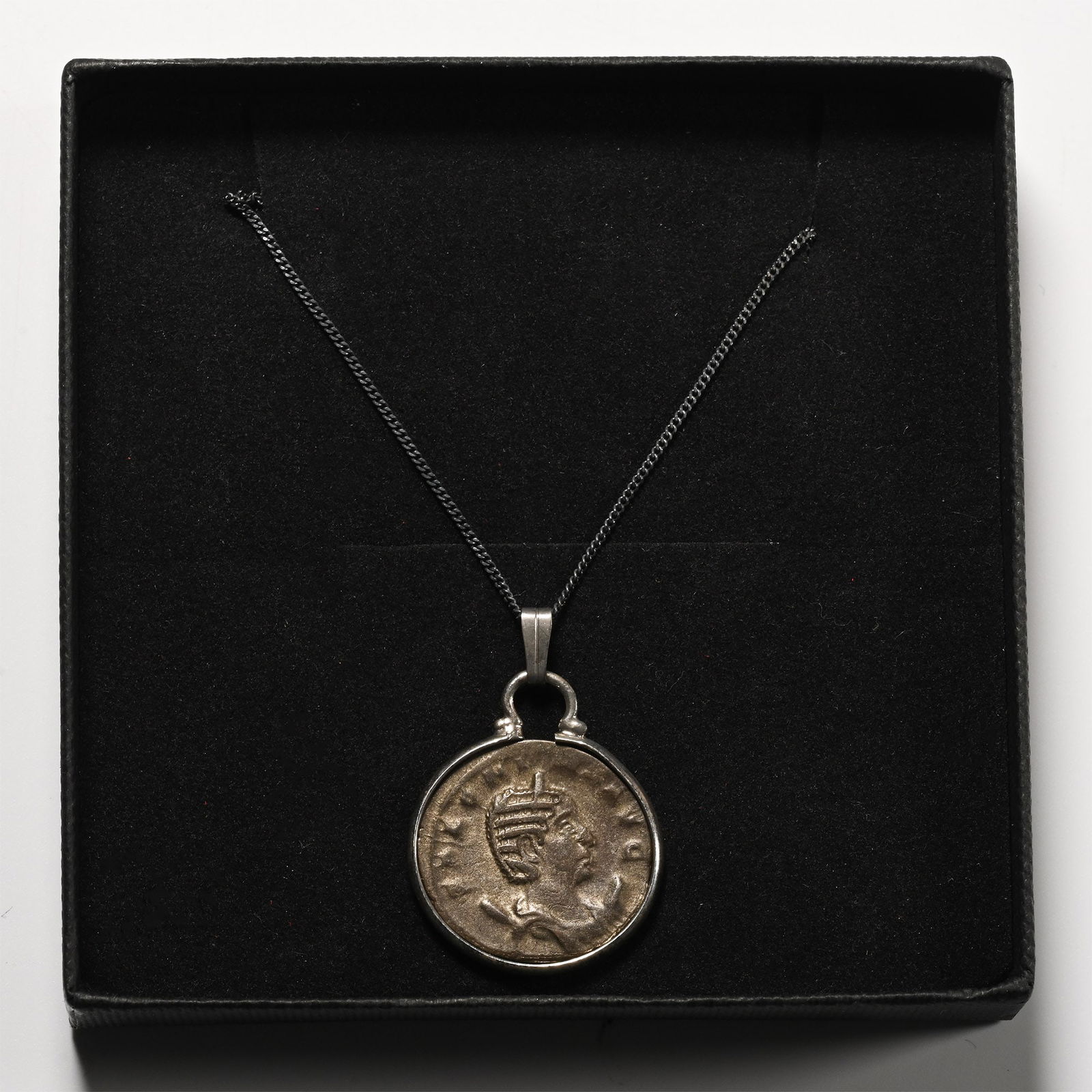 Roman Empress Salonina Silver Coin in Pendant Necklace (1 of 1)