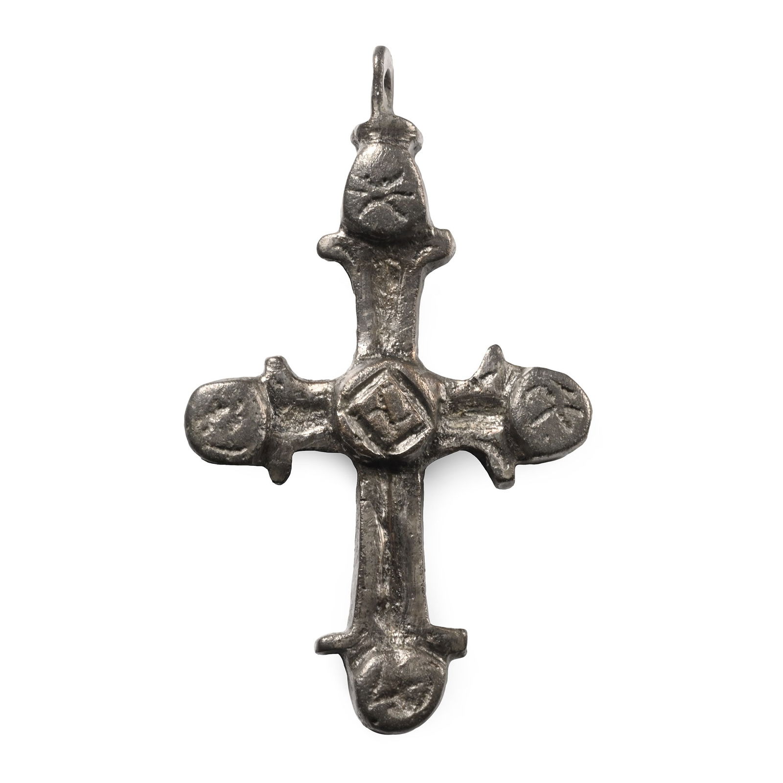 Byzantine Tinned Bronze Cross Pendant (1 of 1)