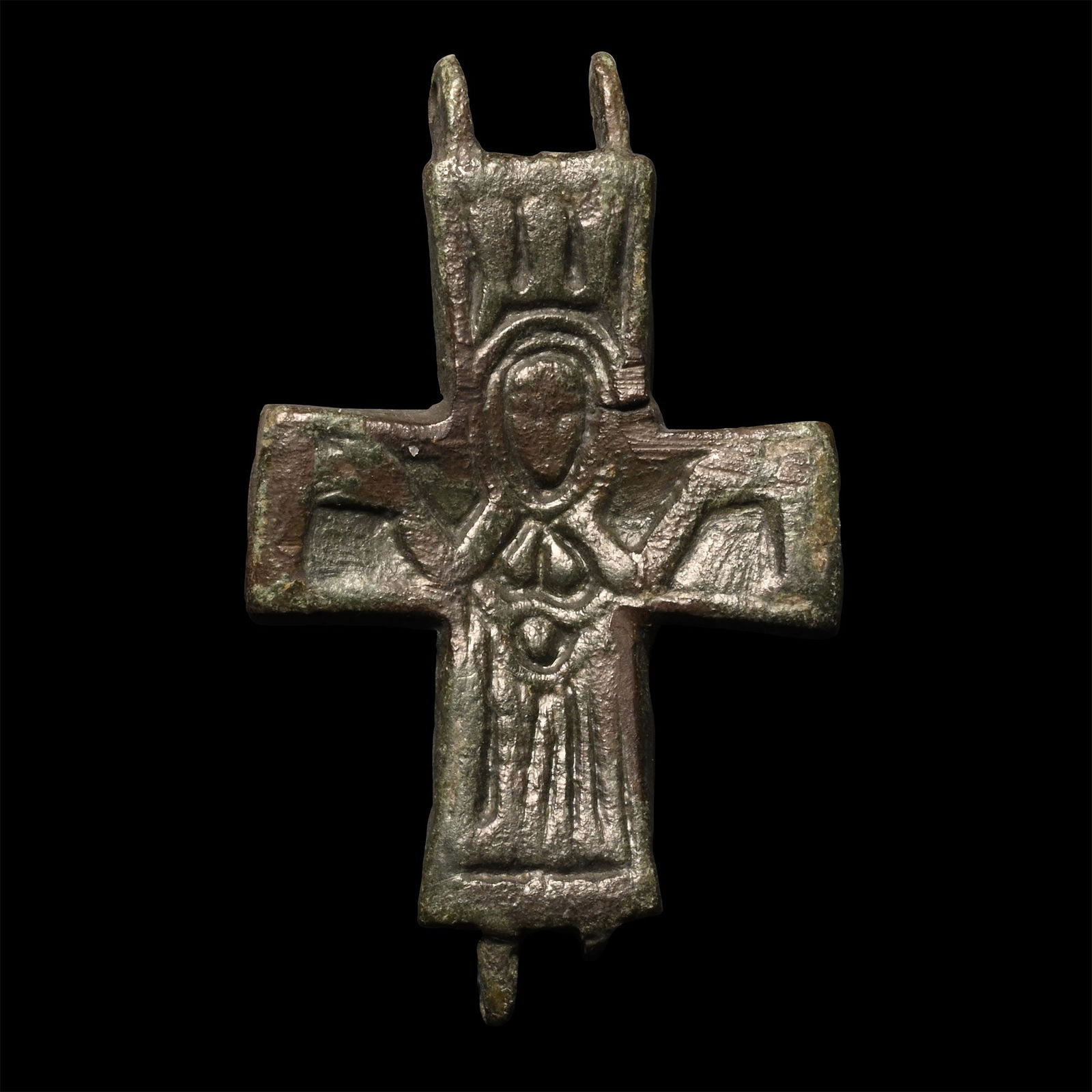Byzantine Bronze Reliquary Cross Pendant Plate (1 of 1)