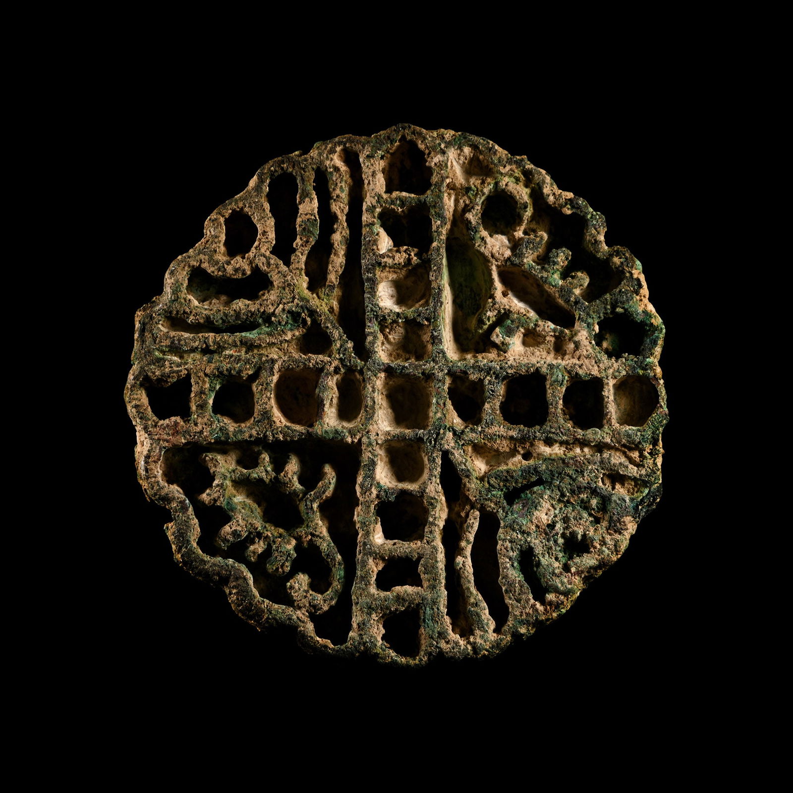 Large Western Asiatic Bronze Stamp Seal Matrix with Cross (1 of 1)