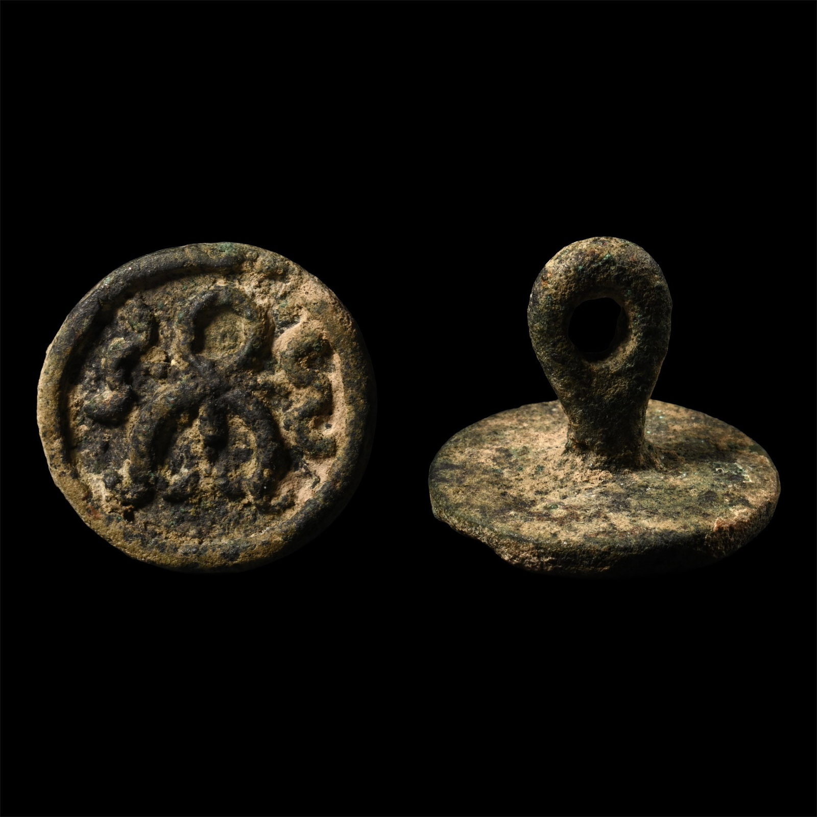Western Asiatic Bronze Stamp Seal with Two-Headed Serpent (1 of 1)