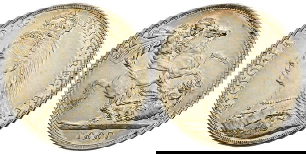 Great Britain. Hanover, Victoria AR Crown.: London mint. Dated 1887. Jubilee head type. Designs by Joseph Edgar Boehm and Benedetto Pistrucci. 1837-1901. VICTORIA D : G : BRITT : REG : F : D :, crowned, veiled and draped bust to left; J.E.B. in