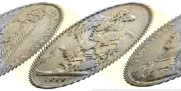 Great Britain. Hanover, Victoria AR Crown.: London mint. Dated 1889. Jubilee coinage. Designs by Joseph Edgar Boehm and Benedetto Pistrucci. 1837-1901. VICTORIA D : G : BRITT : REG : F : D :, crowned, veiled and draped bust to left; J.E.B. in s