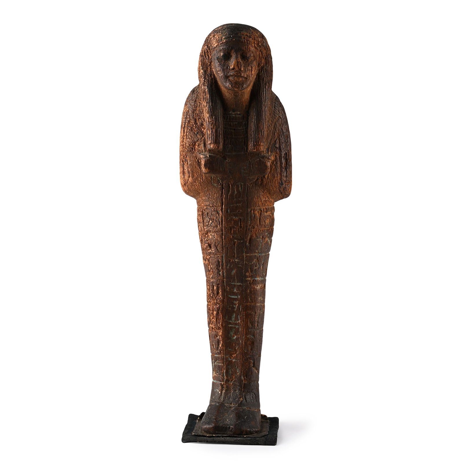 Egyptian Wooden Shabti with Hieroglyphic Inscription