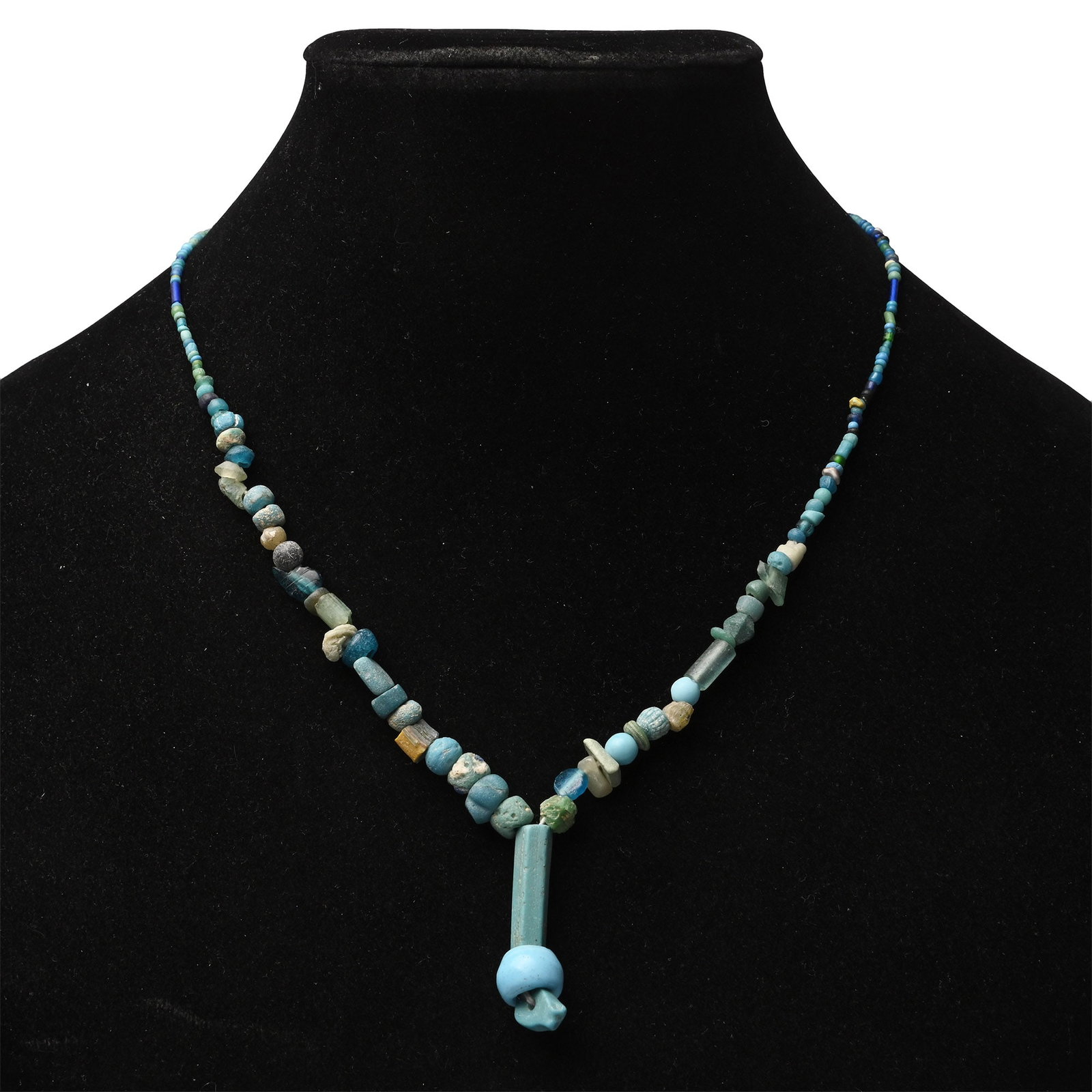 Achaemenid Light Blue Glass and Ceramic Bead Necklace String (1 of 1)