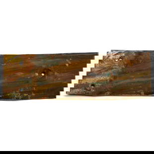 Cutty Sark Tall Ship Copper Muntz Plate: Launched 22 November 1869 A.D. Rectangular Muntz metal panel from the hull of the 'Cutty Sark'. 65 grams, 20.5 cm (8 in.). [No Reserve] Acquired from Nauticalia, Ferry Lane, Shepperton-on-Thames, Lond