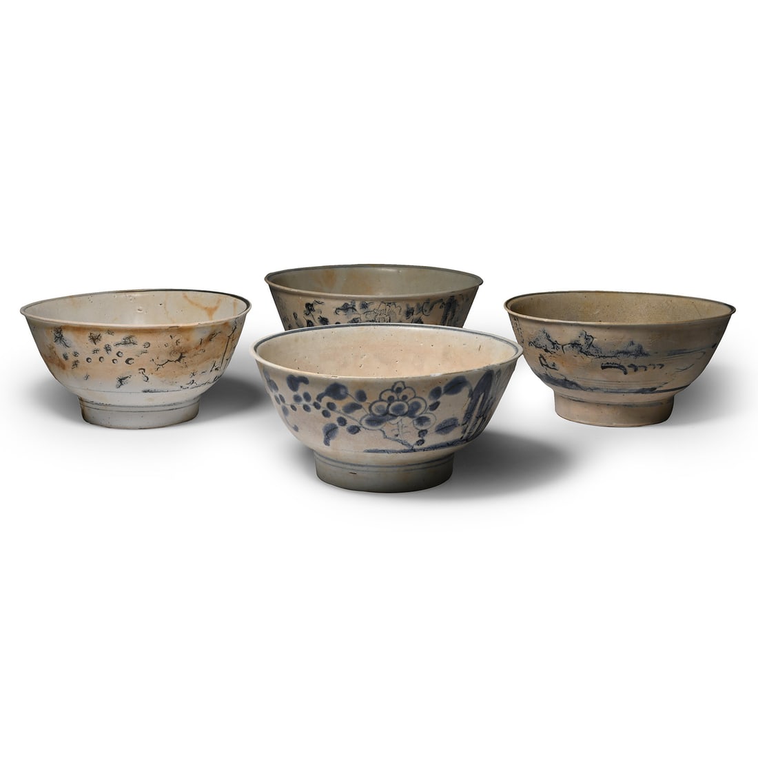 Large Tek Sing Treasure Shipwreck Glazed Dark Blue and White Rice Bowl Set (1 of 1)