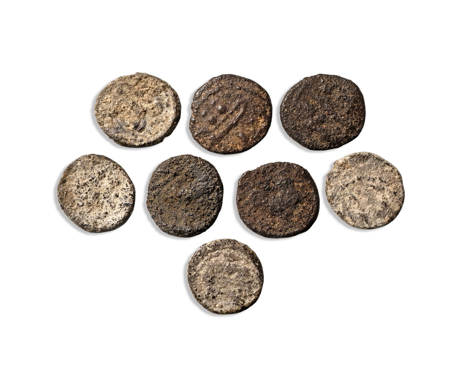 Group of Eight [8] Phoenicia, Byblos AR 1/16 Shekel.: Group of Eight [8] Phoenicia, Byblos AR 1/16 Shekel. 4th century BC. Various types. 7.20gr total. (For this specific lot, 5% import VAT is applicable on the hammer price.) Condition as seen. Private C