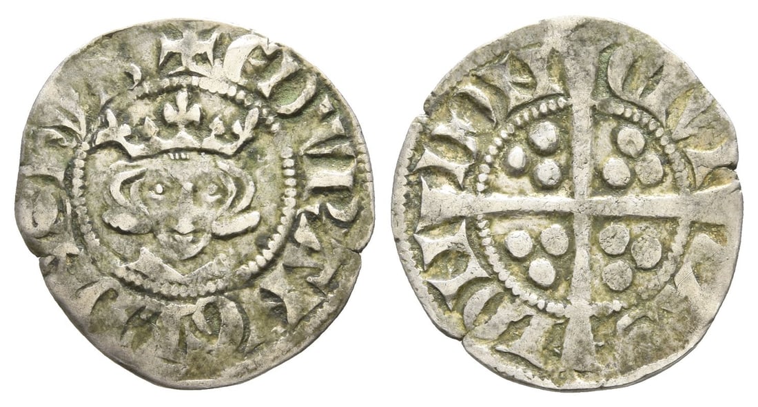 England. Plantagenet, Edward I AR Penny.: England. Plantagenet, Edward I AR Penny. Struck 1282-1289. London mint. New coinage; class 4b. ? ?DW R ANGL DNS ??B, crowned facing bust / CIVI-TAS LON-DON, long cross with three pellets in each quart