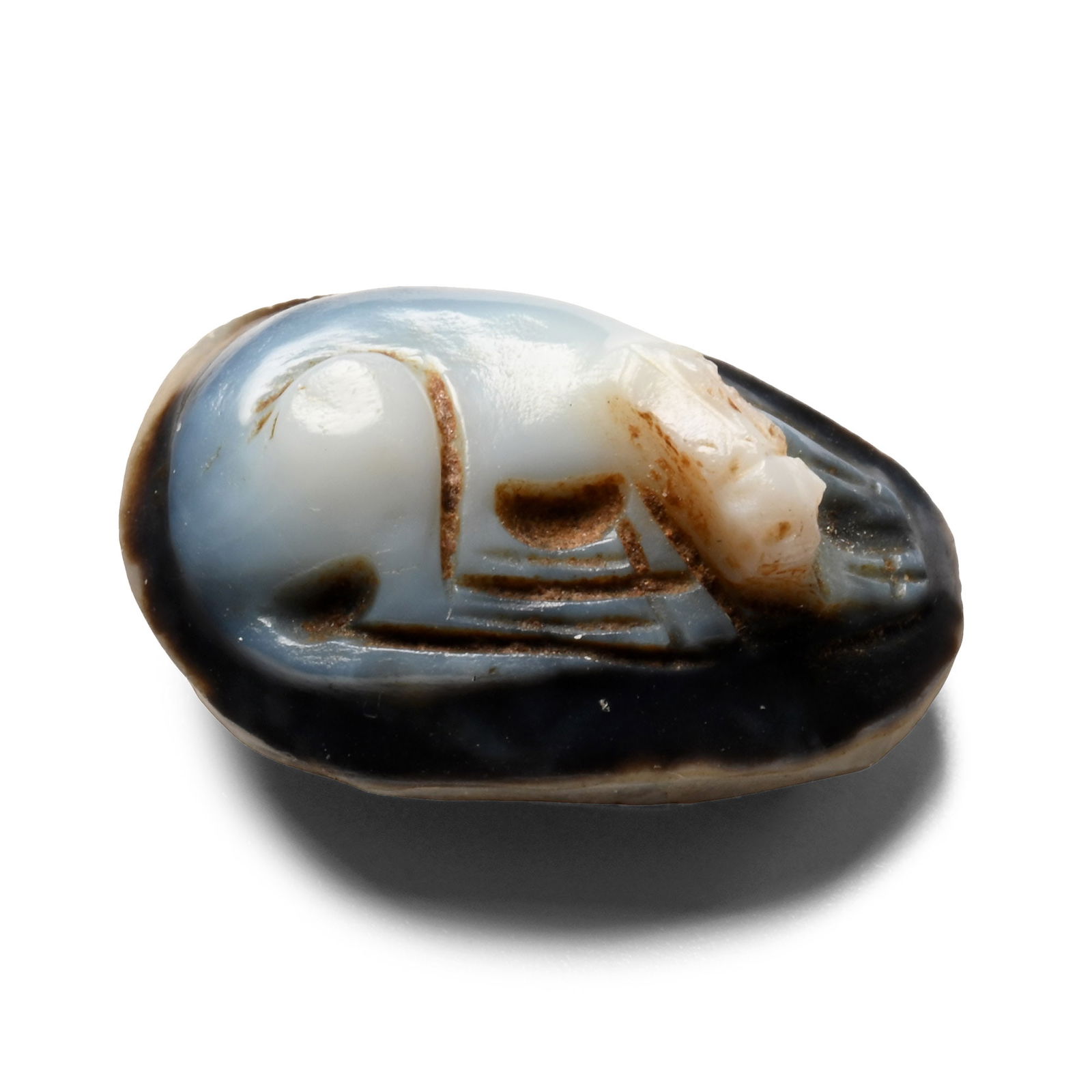 Roman Banded Agate Cameo of a Sleeping Dog (1 of 1)