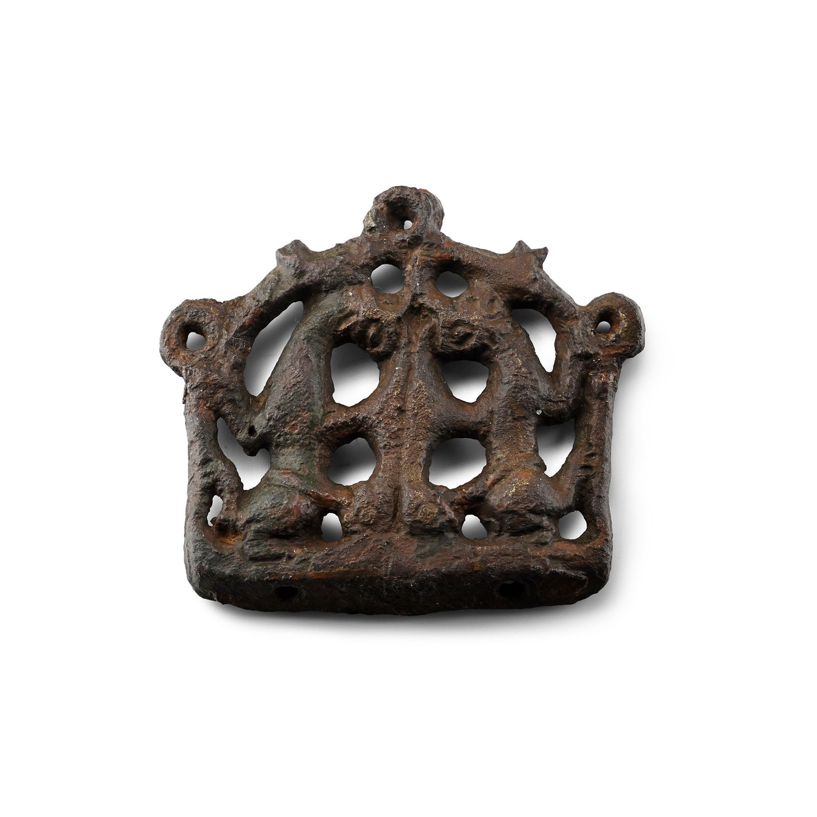 Anglo-Scandinavian Viking Bronze Stirrup Apex Mount with Beasts (1 of 1)