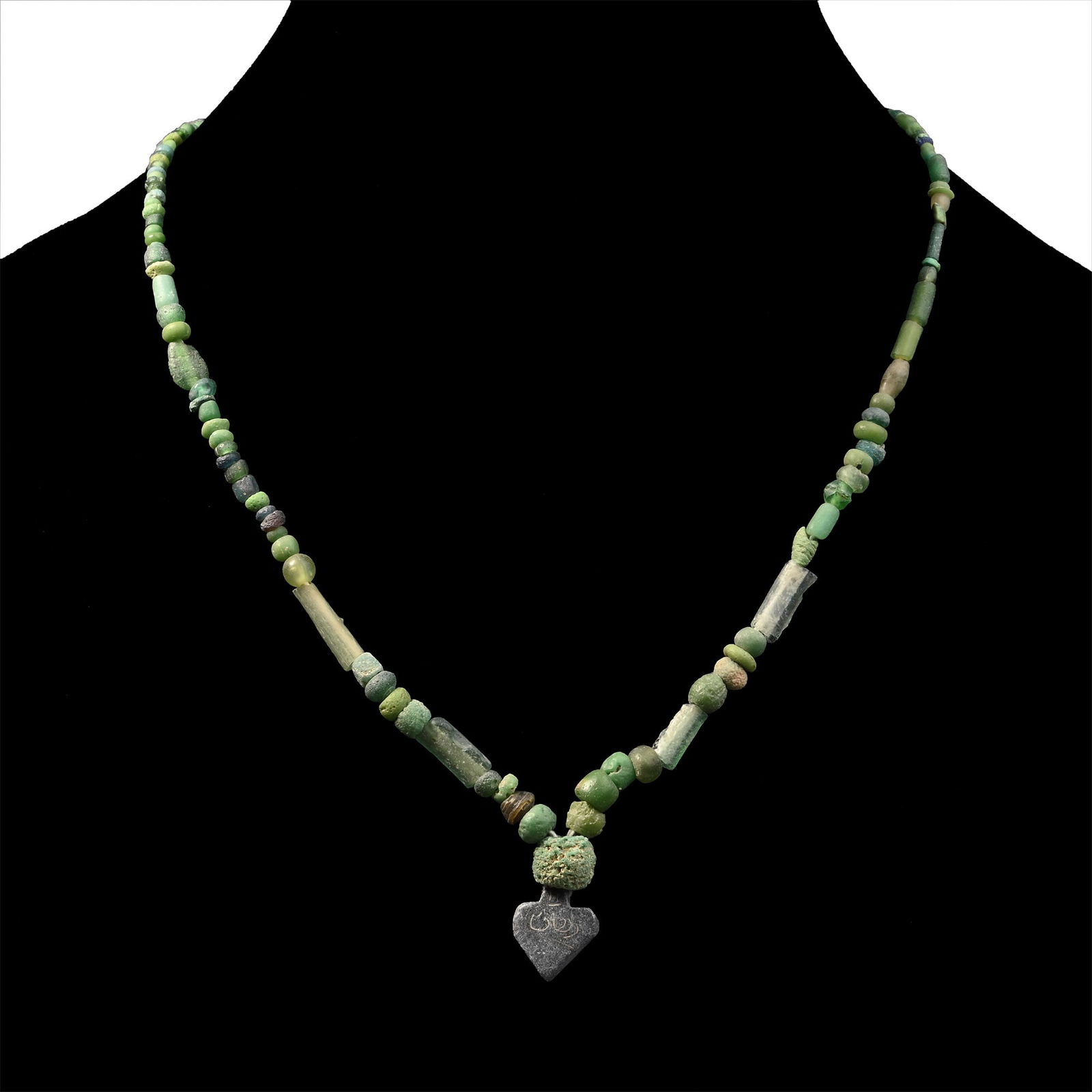 Roman Green Glass Bead Necklace String (1 of 1)