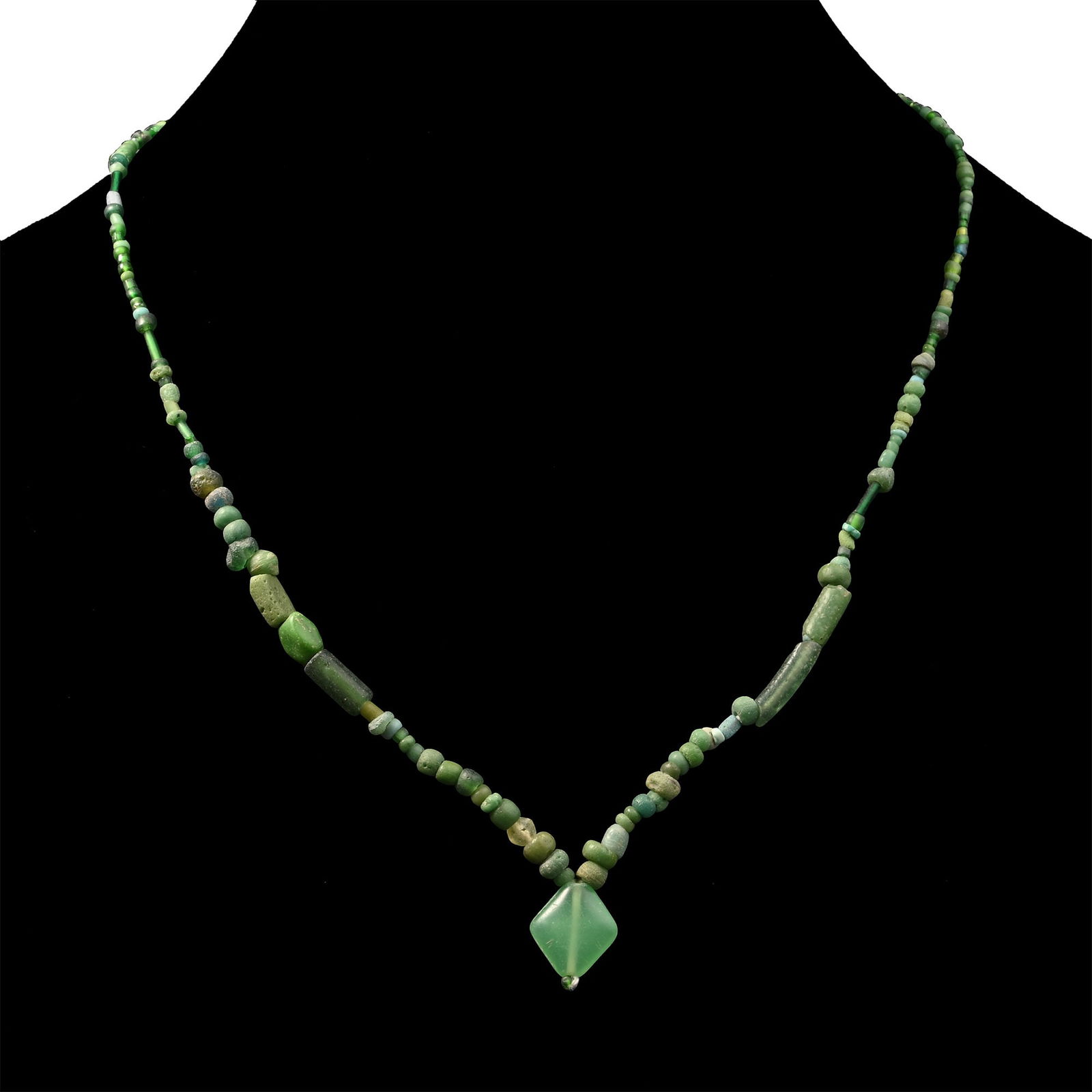 Roman Green Glass Bead Necklace String (1 of 1)