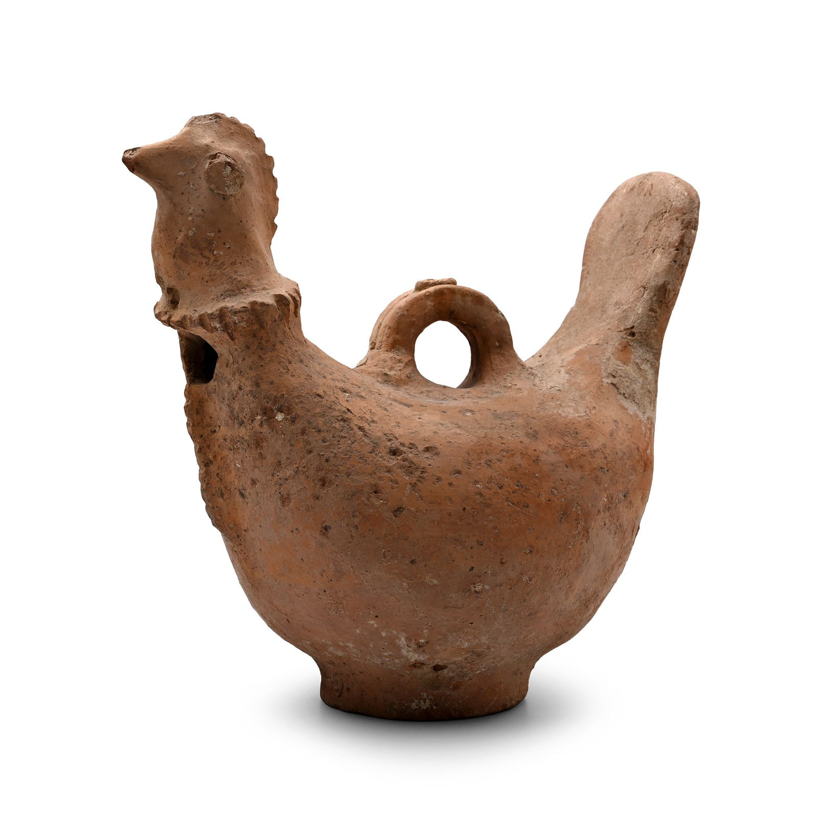 Western Asiatic Terracotta Rooster Vessel with Loop Handle (1 of 1)