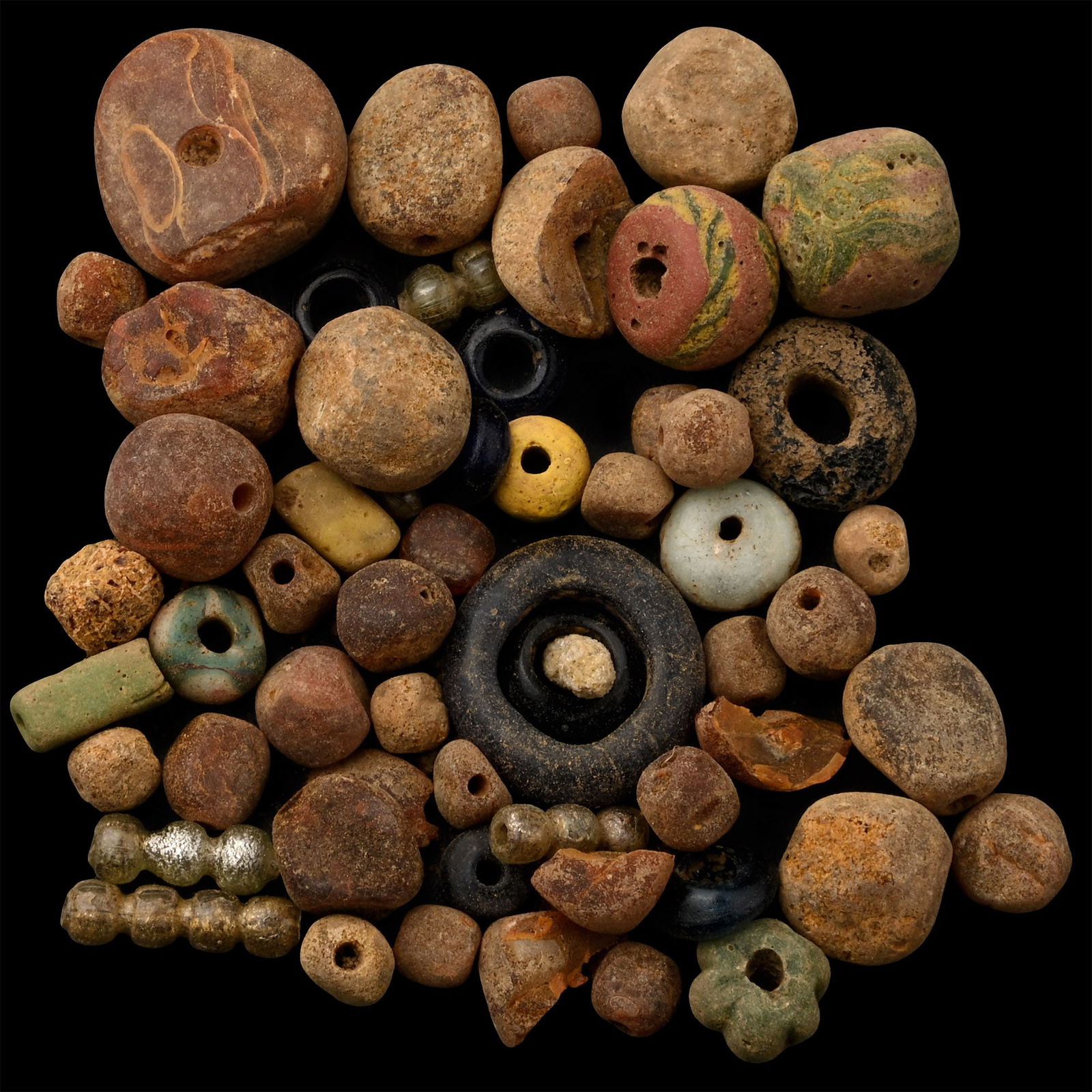 Anglo-Saxon Glass and Amber Necklace Bead Group (1 of 1)