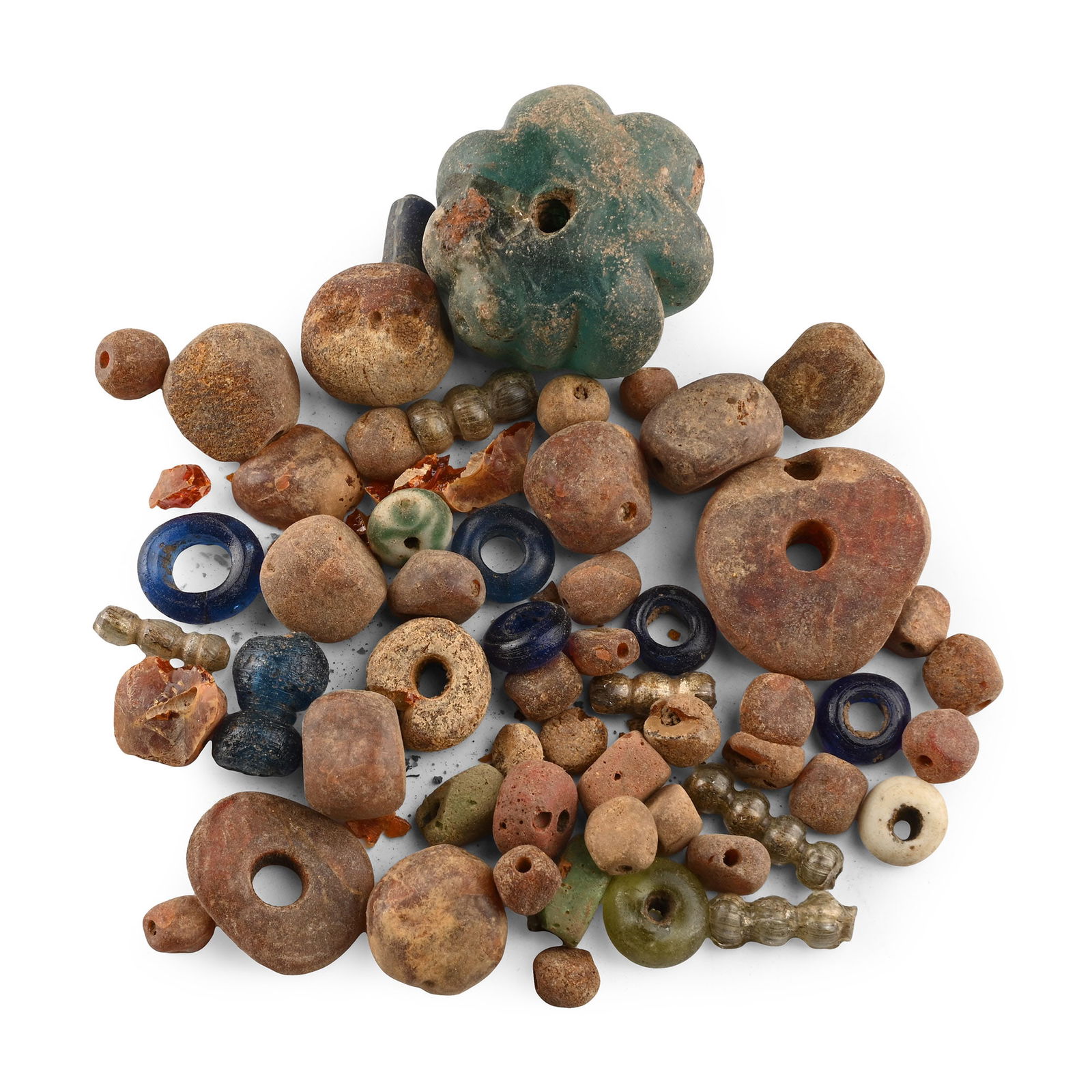 Anglo-Saxon Glass and Amber Necklace Bead Group (1 of 1)