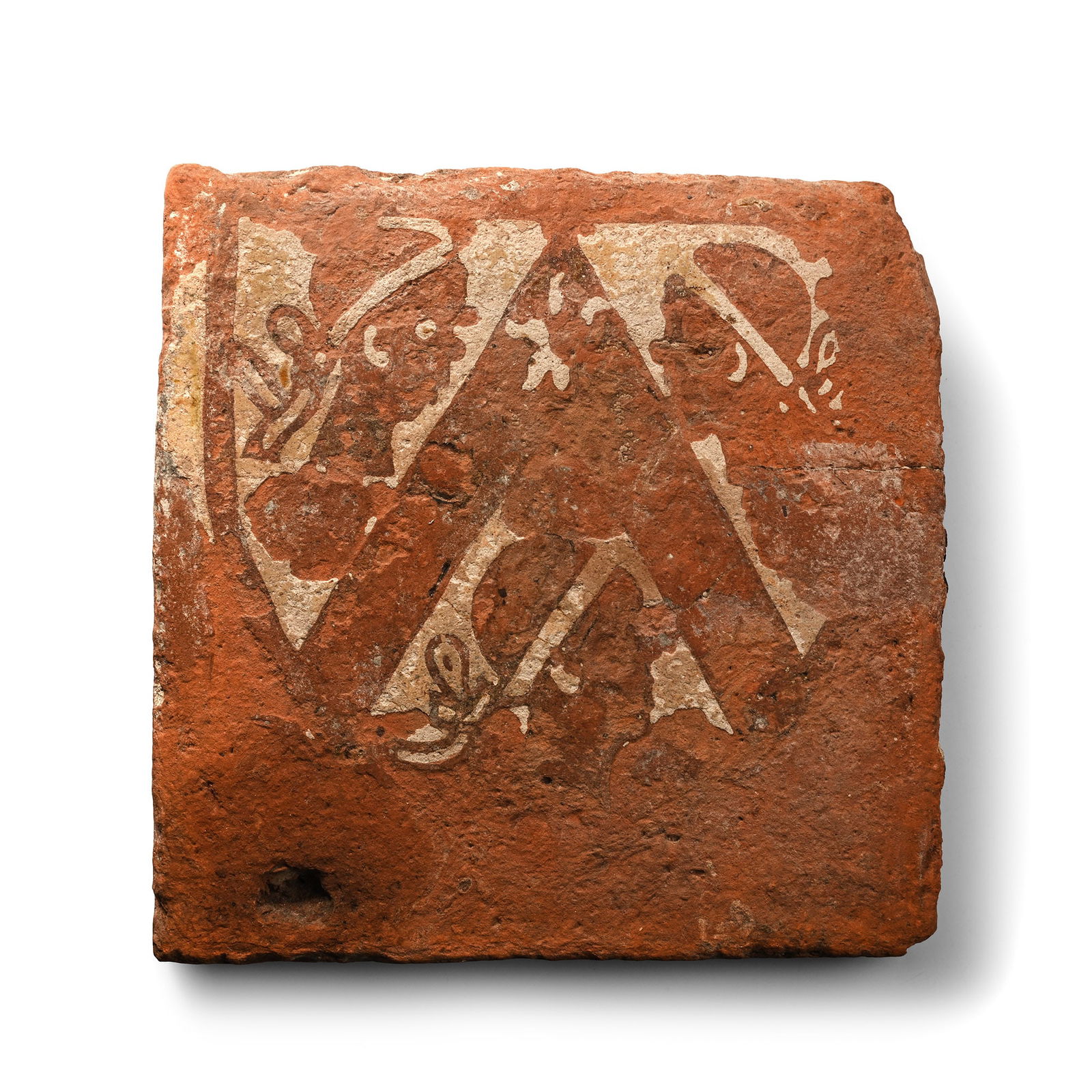 Large Medieval Heraldic Tile with the Heads of Three Africans within a Shield (1 of 1)