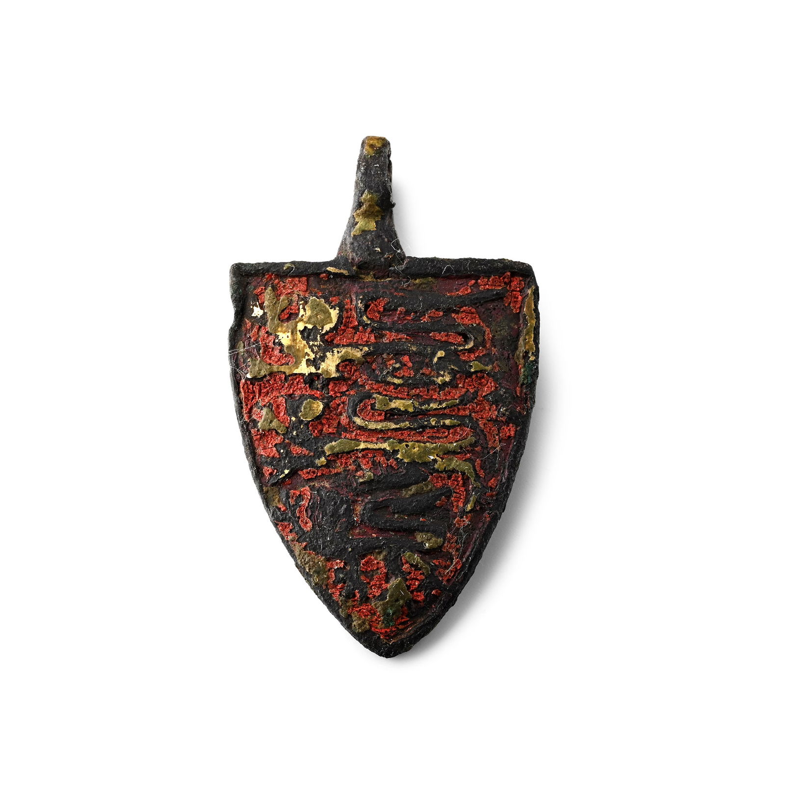 Medieval Knight's Gilt Bronze Royal Heraldic Horse Harness Pendant with Three Lions (1 of 1)