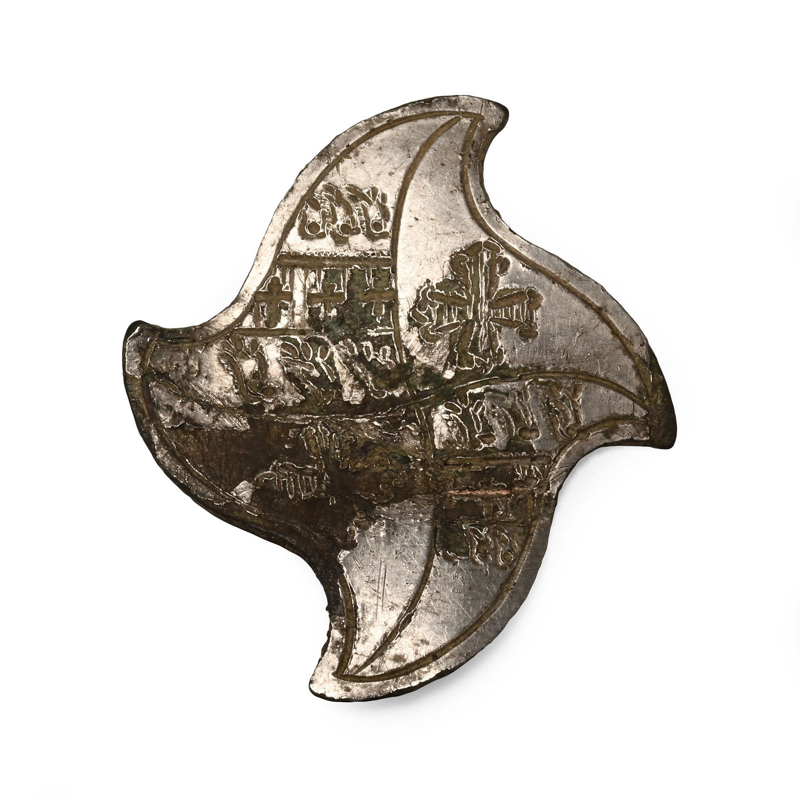Medieval Silvered Bronze Heraldic Mount (1 of 1)